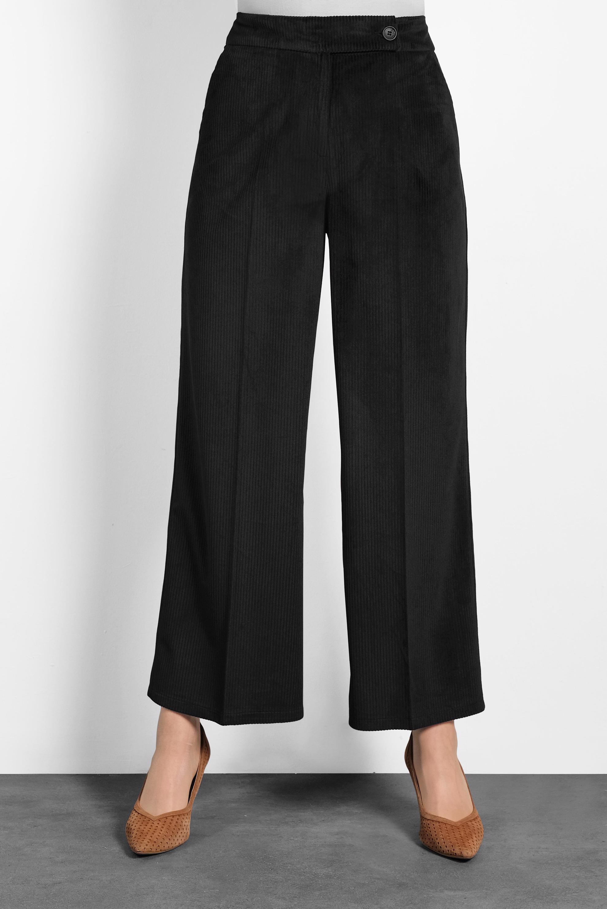 Tesettür giyim SİYAH FİTİLLİ KADİFE GENİŞ PAÇA PANTOLON 70033	