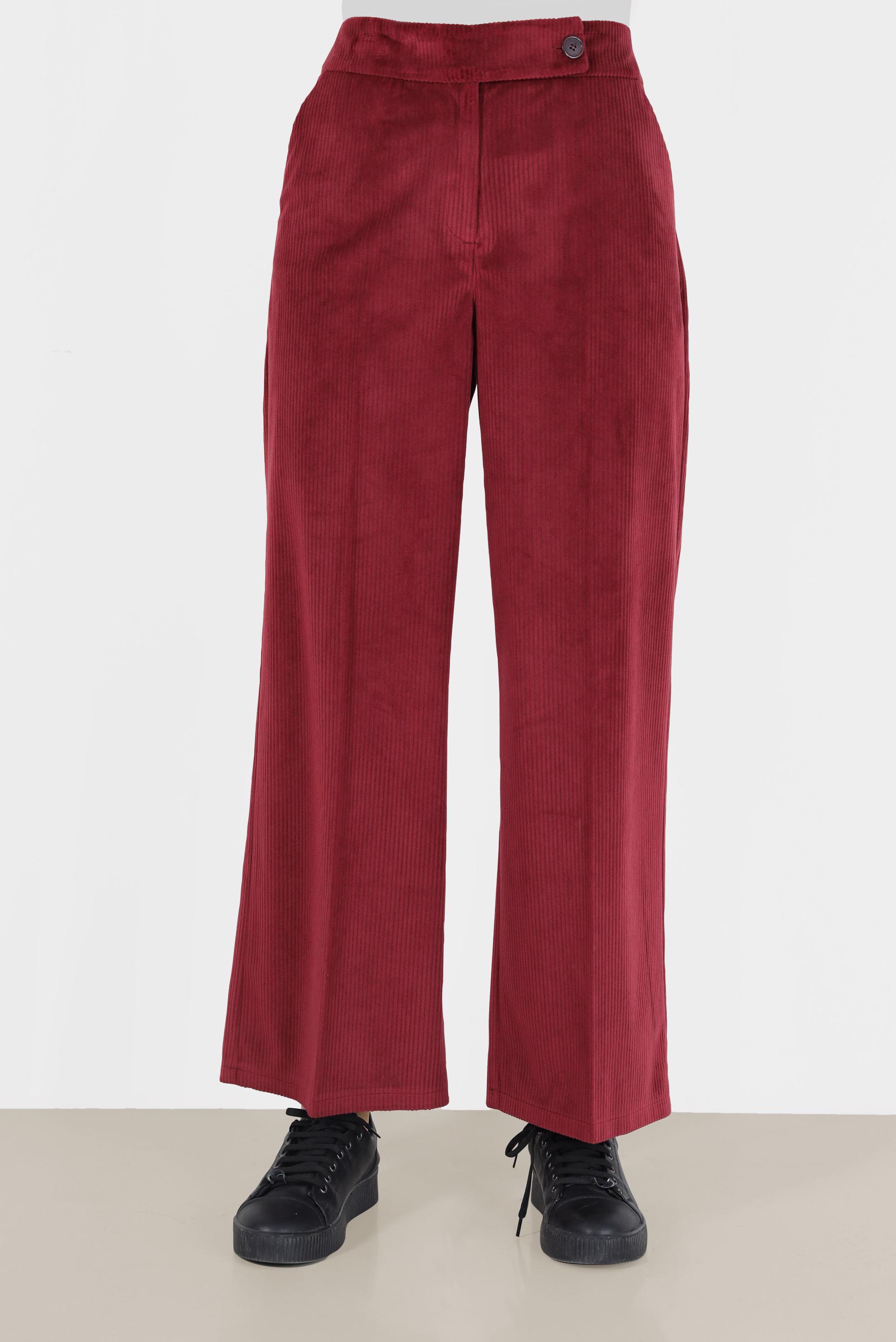 Tesettür giyim BORDO FİTİLLİ KADİFE GENİŞ PAÇA PANTOLON 70033	