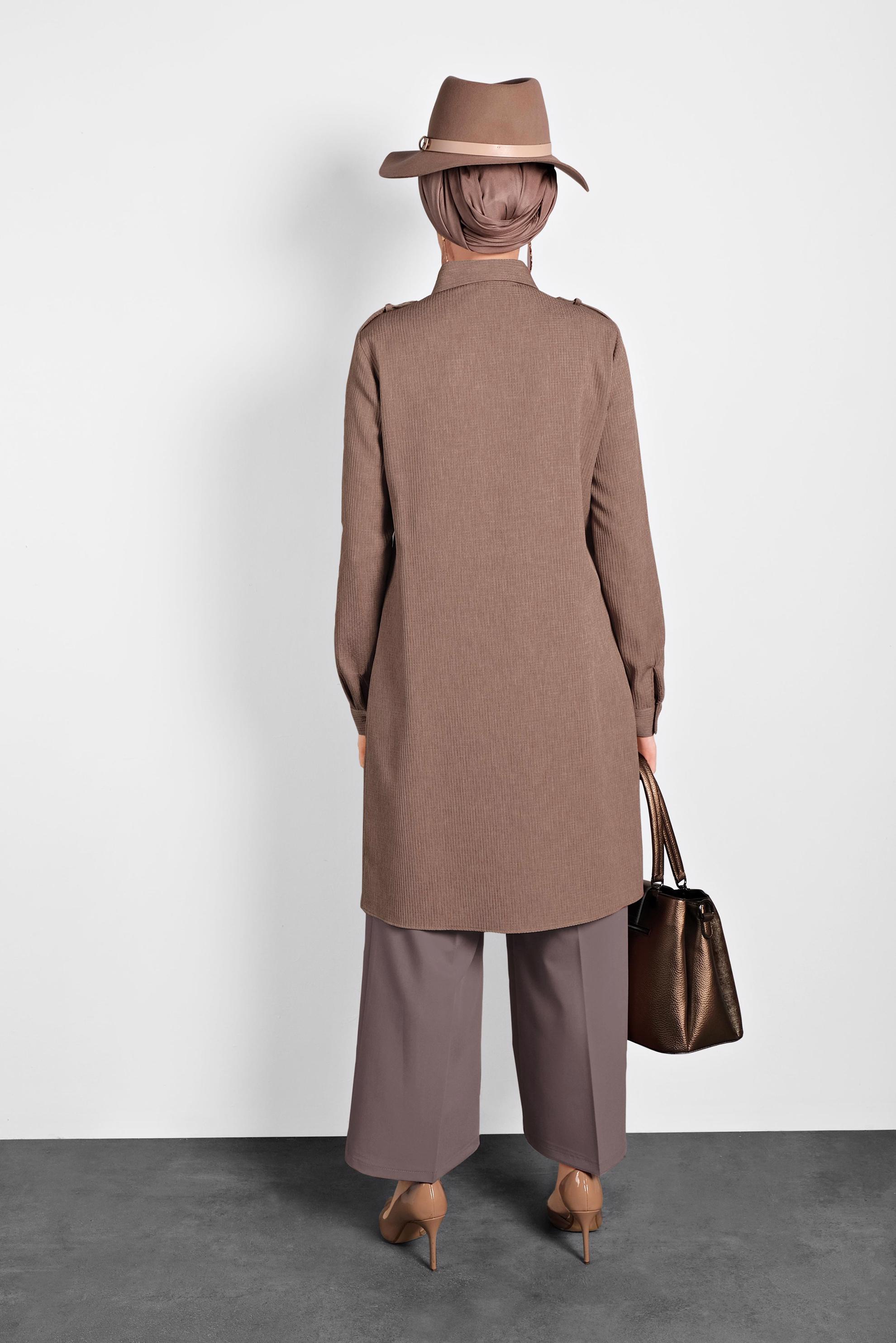 Tesettür giyim VİZON BOL KESİM PANTOLON 70038