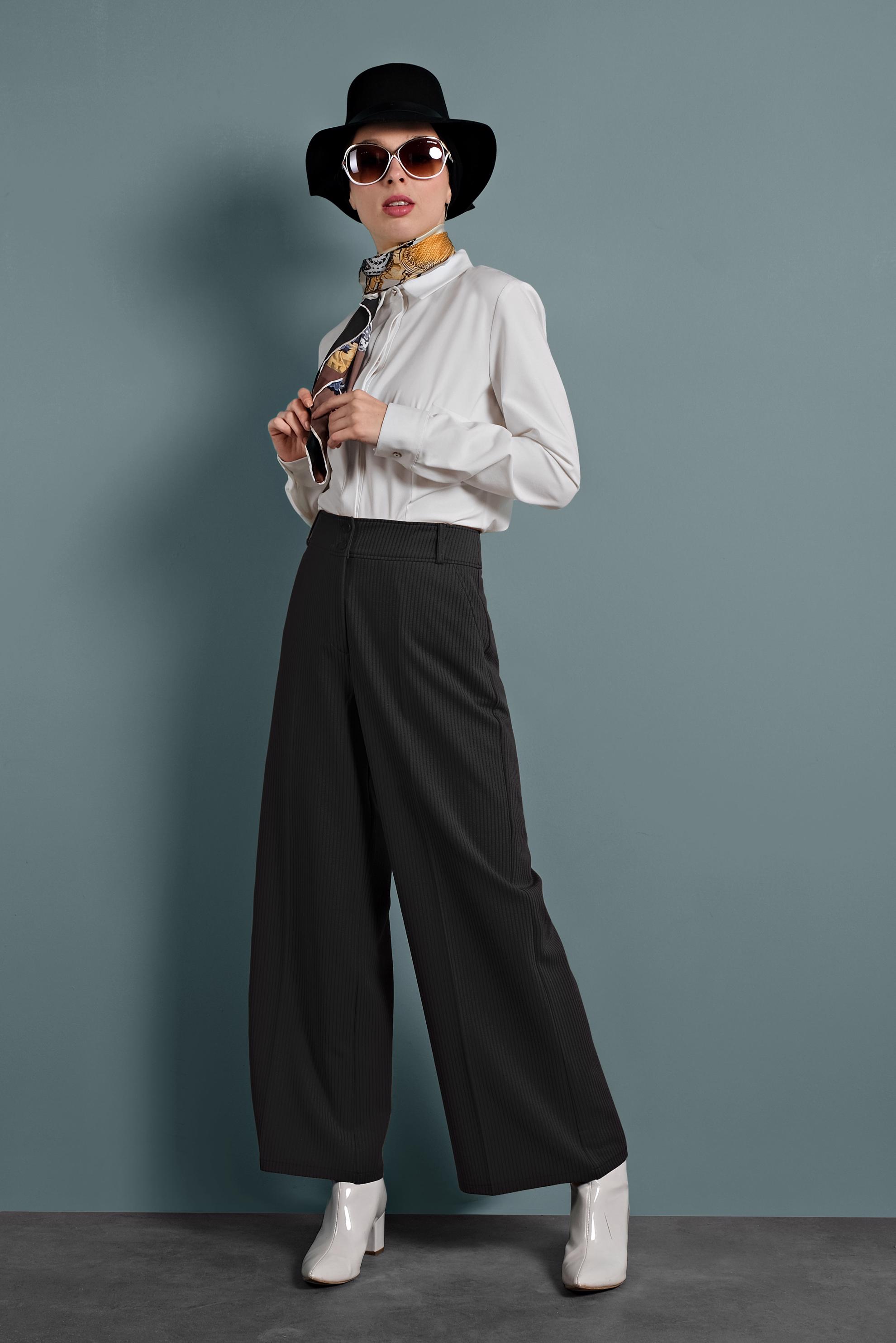 Tesettür giyim SİYAH BOL PAÇA PANTOLON 70040 