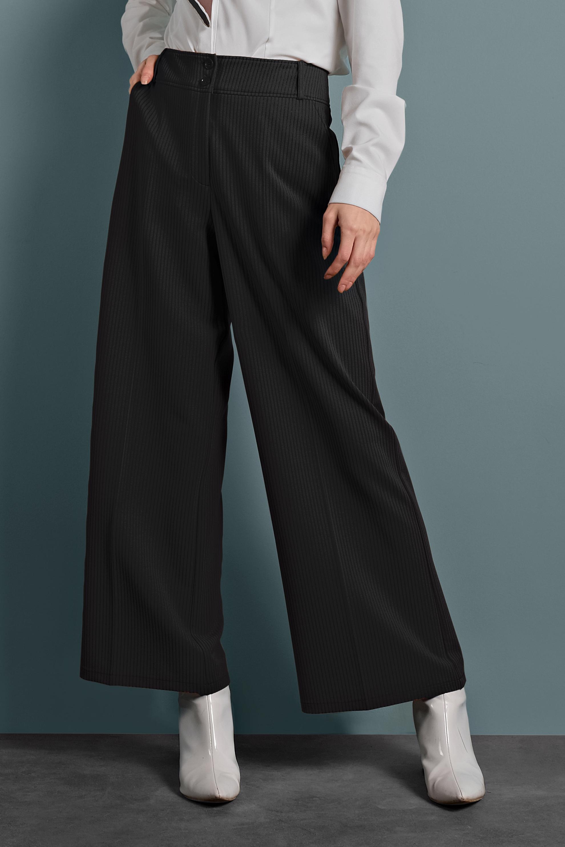 Tesettür giyim SİYAH BOL PAÇA PANTOLON 70040 