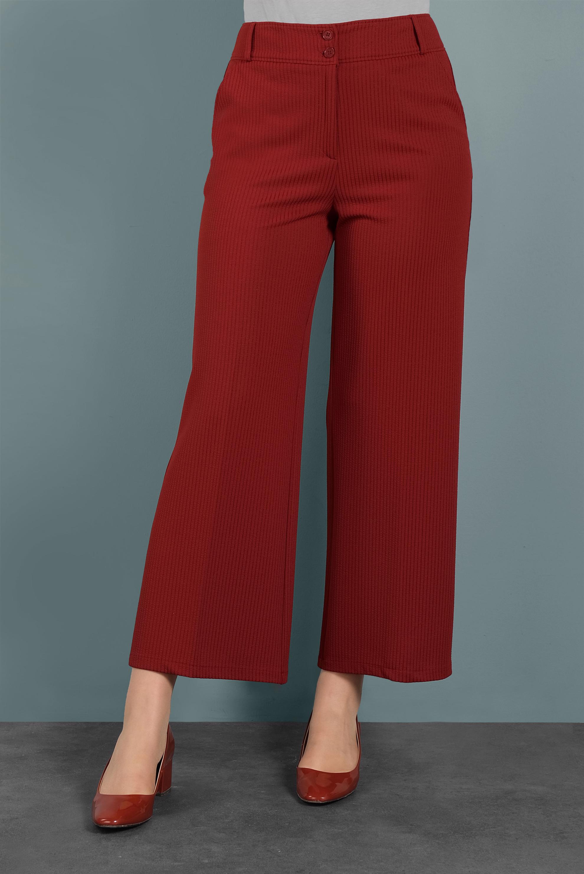 Tesettür giyim BORDO BOL PAÇA PANTOLON 70040 