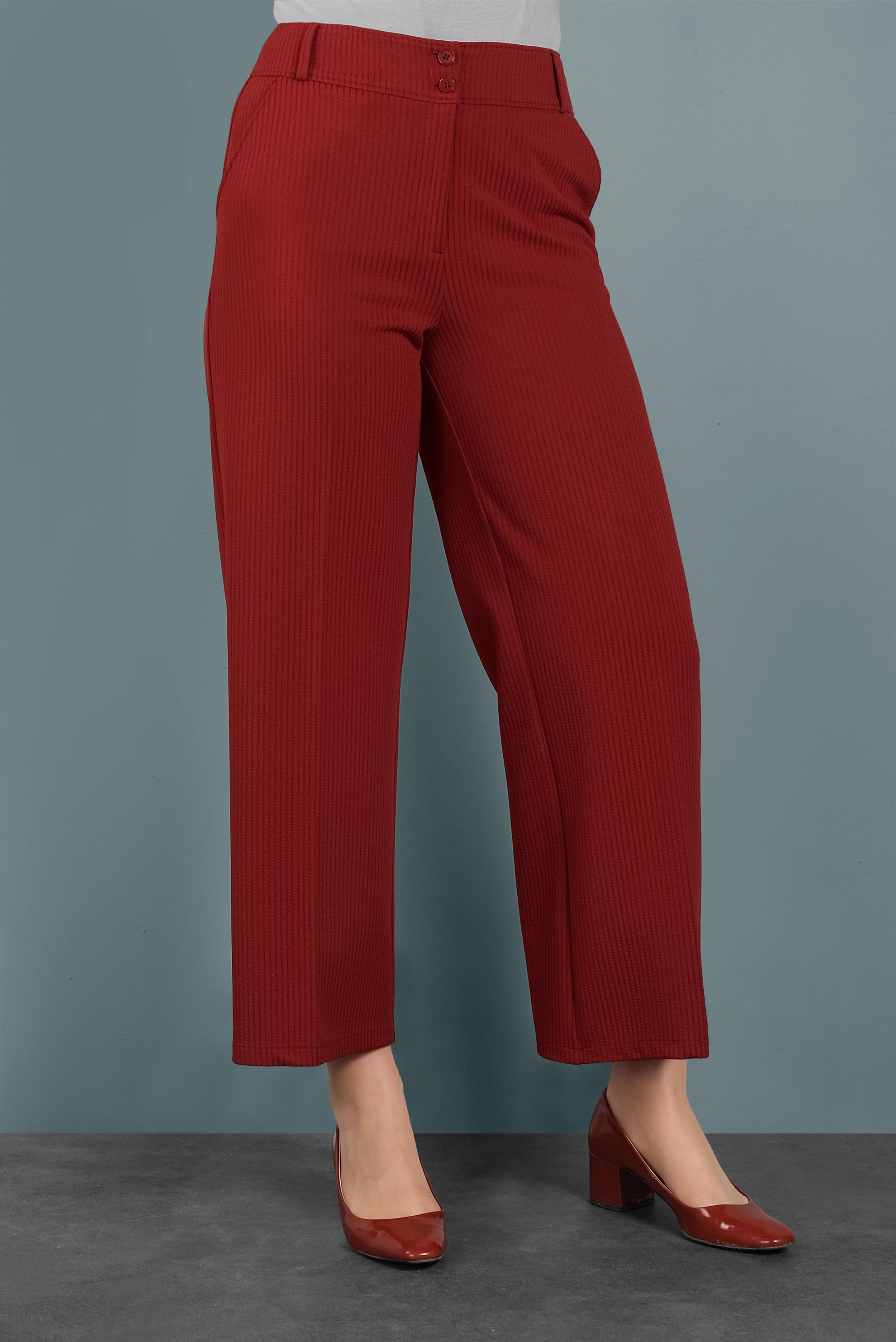 Tesettür giyim BORDO BOL PAÇA PANTOLON 70040 