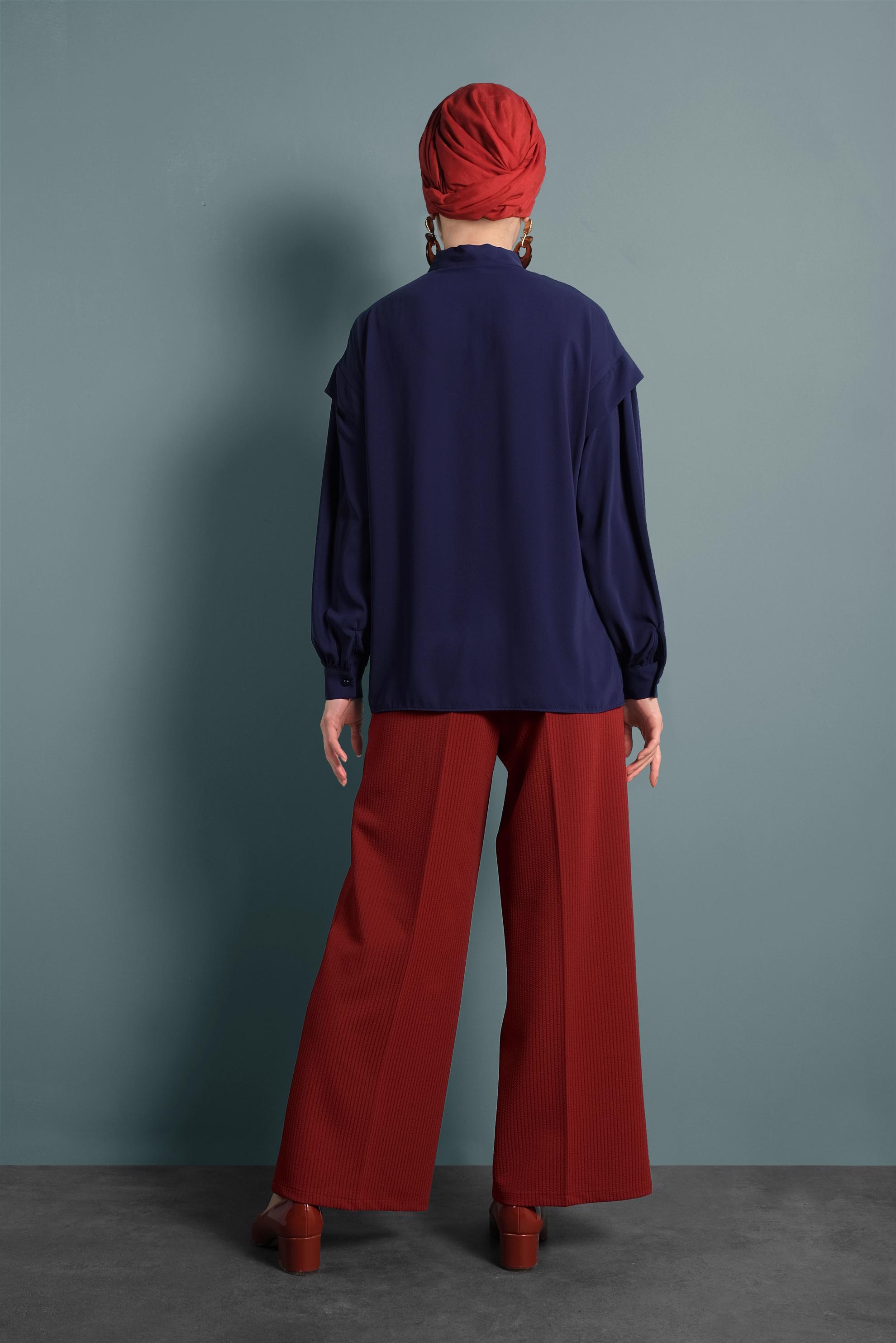 Tesettür giyim BORDO BOL PAÇA PANTOLON 70040 