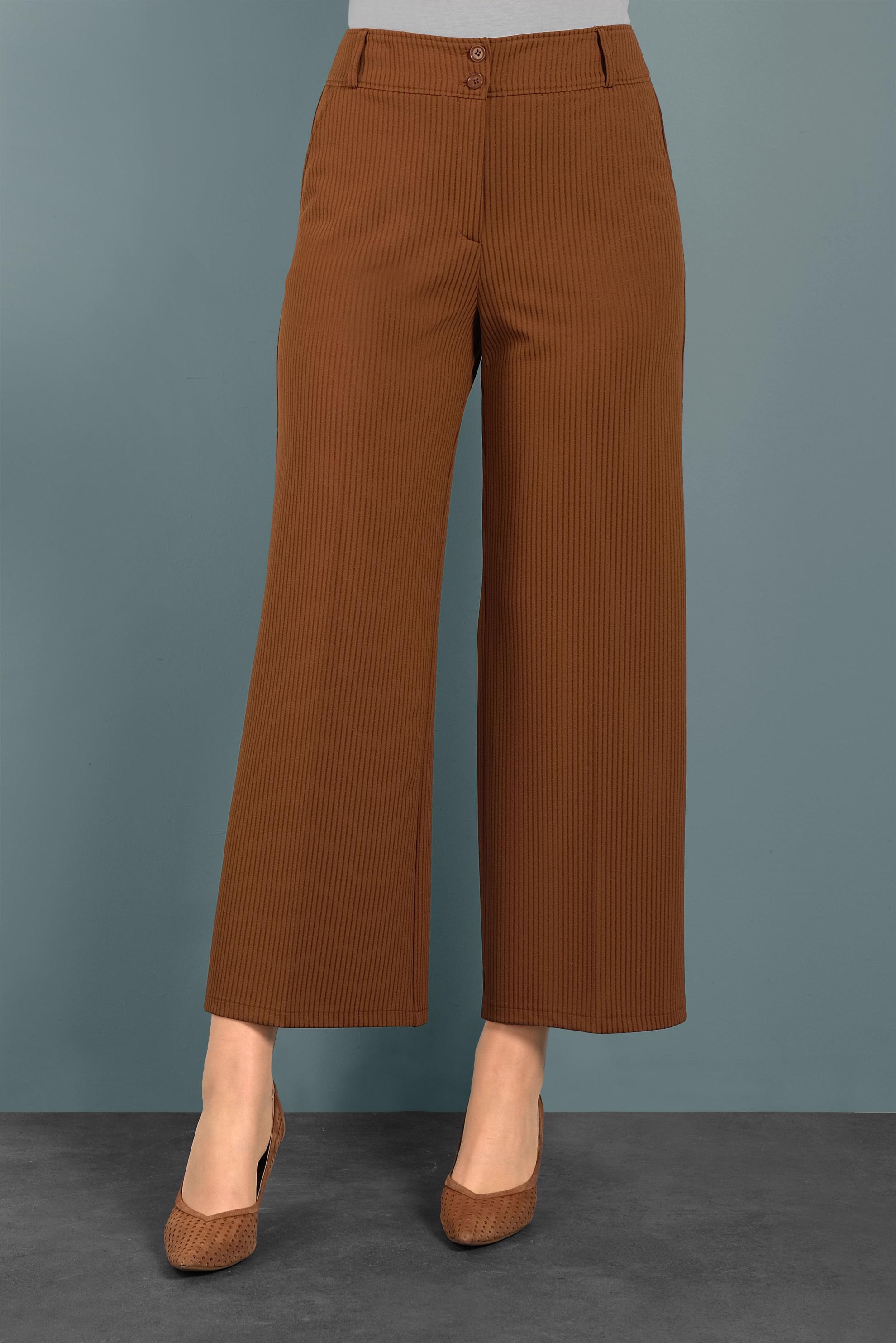 Tesettür giyim KAHVE BOL PAÇA PANTOLON 70040 