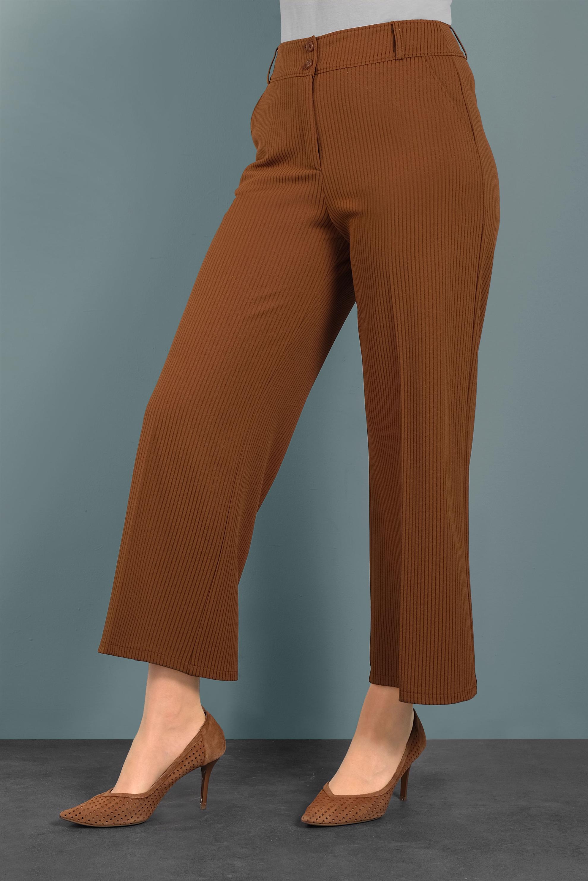 Tesettür giyim KAHVE BOL PAÇA PANTOLON 70040 