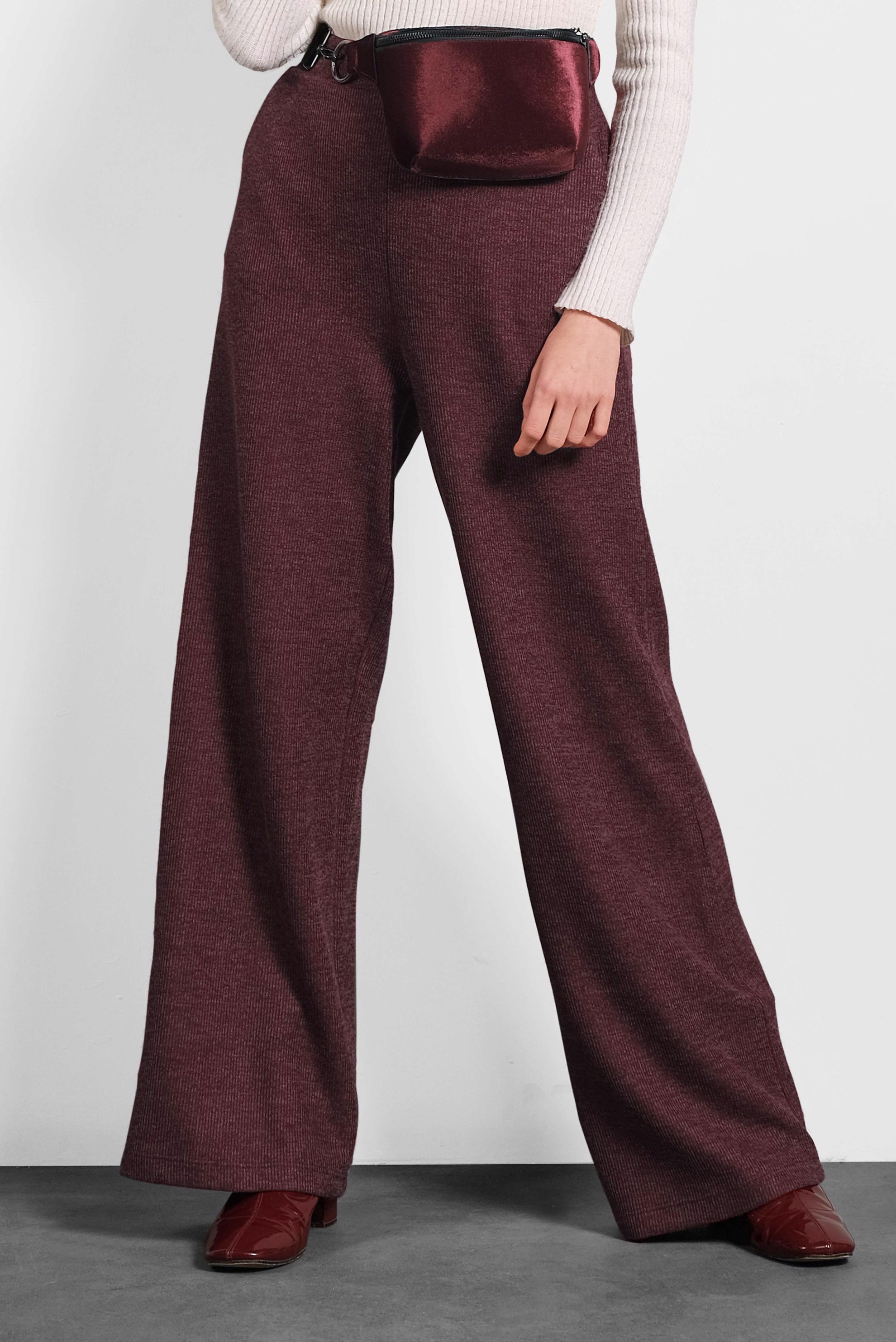 Tesettür giyim BORDO BELİ LASTİKLİ ÖRME PANTOLON 70041