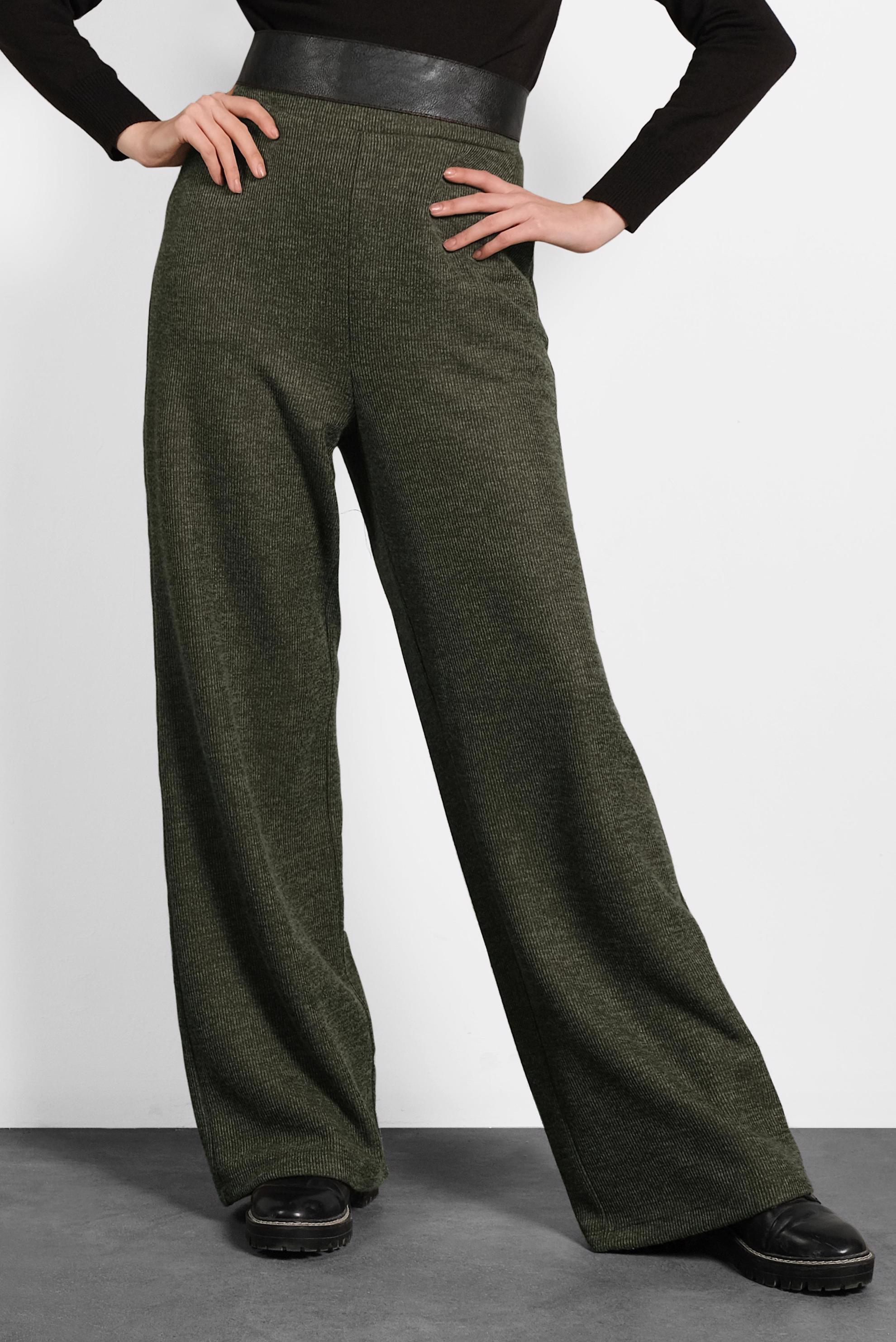 Tesettür giyim HAKİ BELİ LASTİKLİ ÖRME PANTOLON 70041