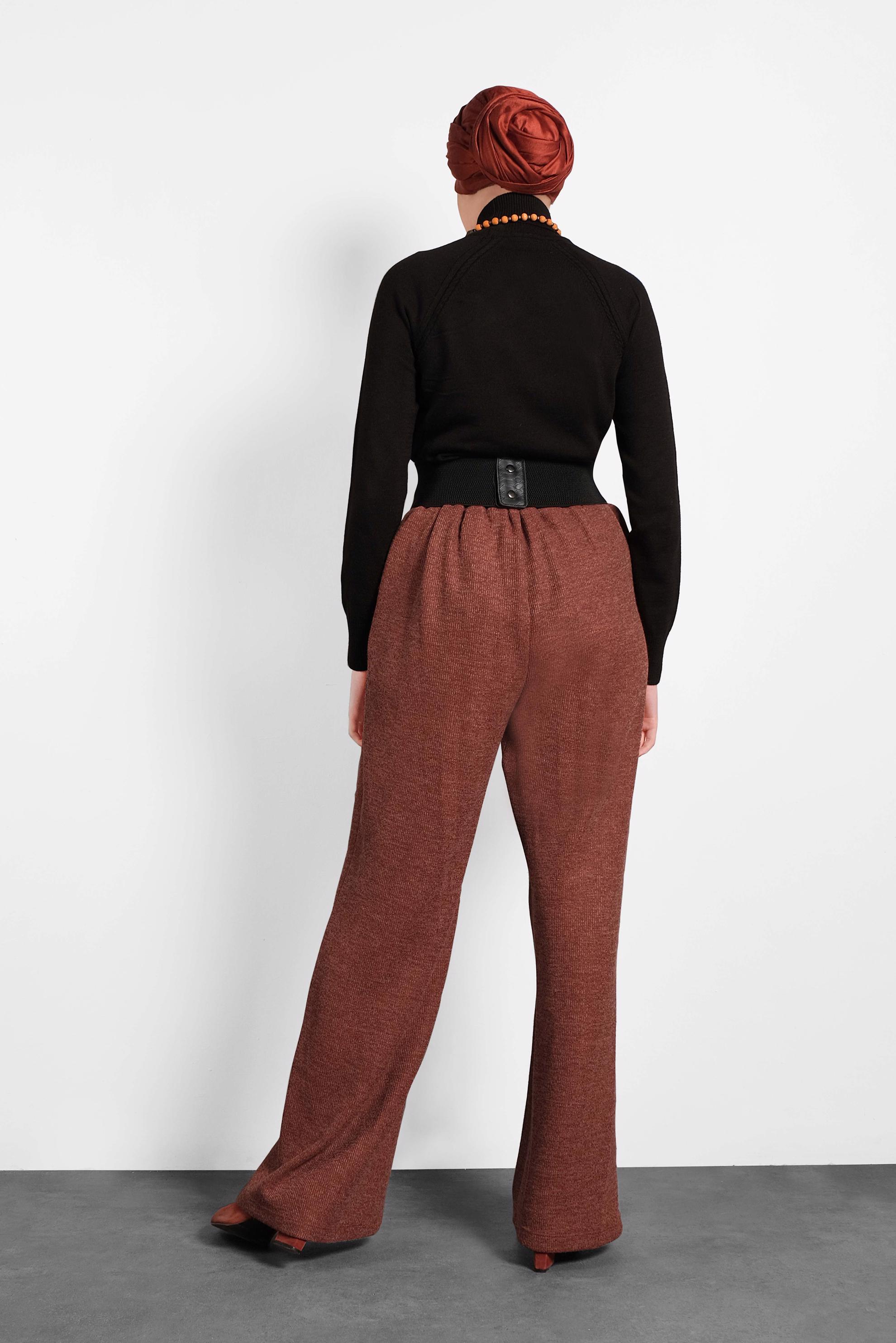 Vêtements hijab ORANGE PANTALON EN TRICOT À TAILLE-ÉLASTIQUE 70041 