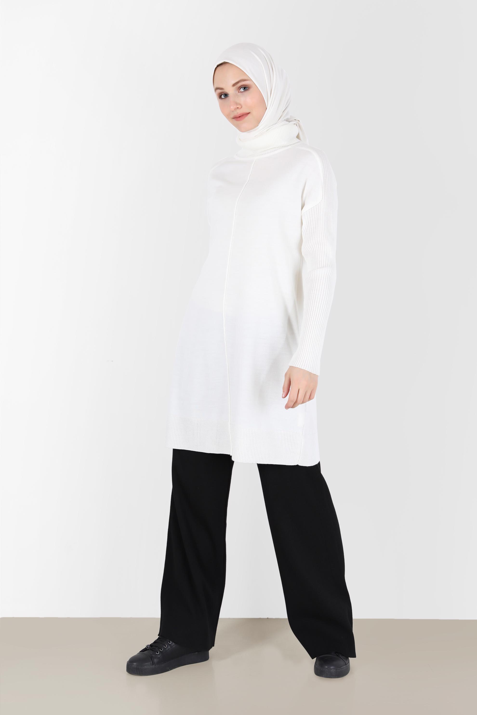 Tesettür giyim SİYAH GENİŞ PAÇA TRİKO PANTOLON 70121