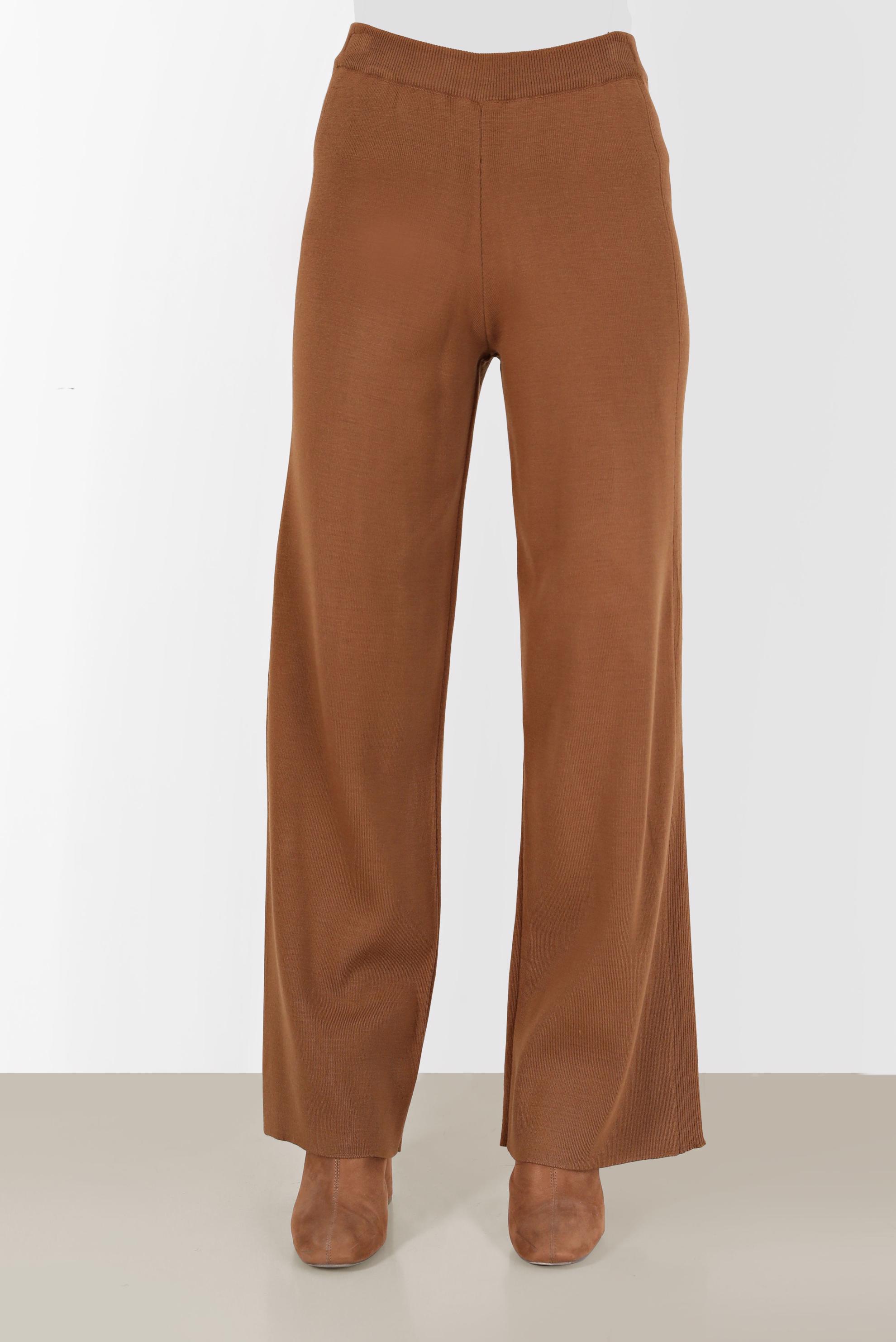 Tesettür giyim KAHVE GENİŞ PAÇA TRİKO PANTOLON 70121