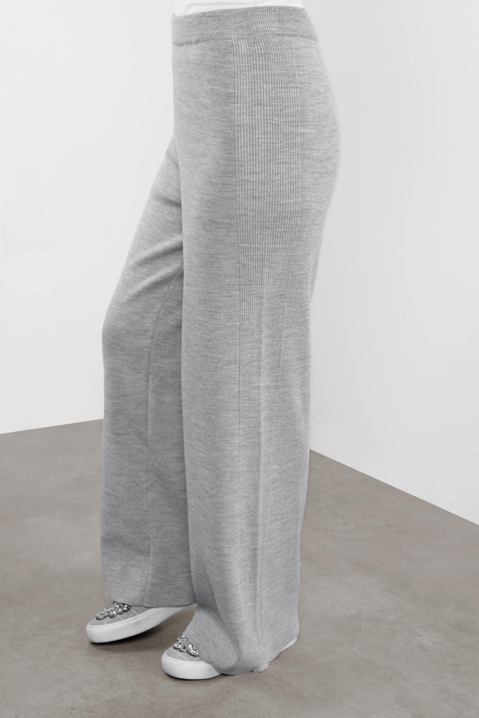 Tesettür giyim GRİ GENİŞ PAÇA TRİKO PANTOLON 70121