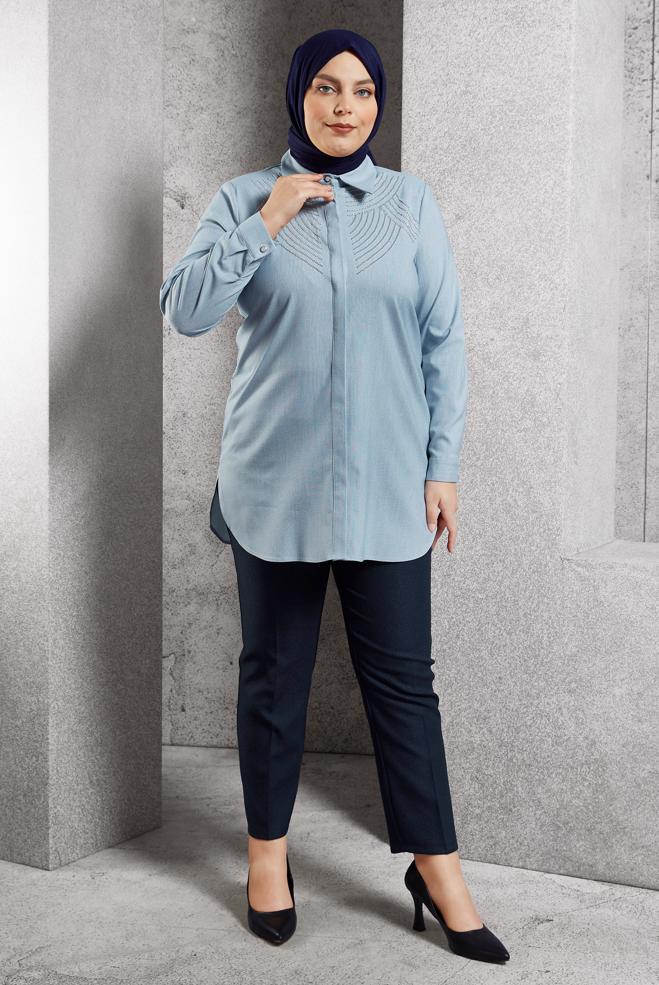 Vêtements hijab BLEU MARINE PANTALON TAILLE MI-HAUTE 70124  - ALVİNA