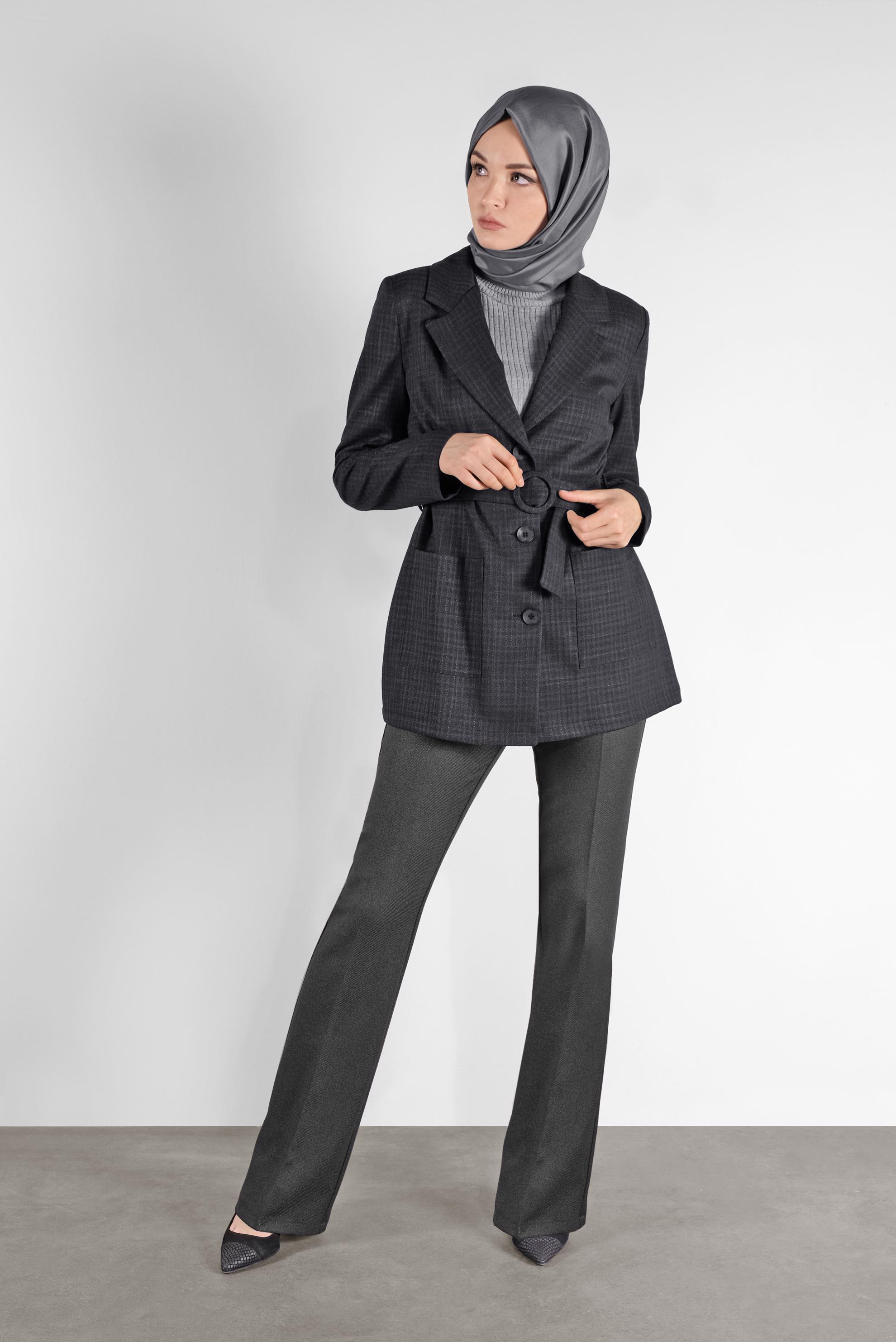 Tesettür giyim GRİ BOL PAÇA PANTOLON 70125
