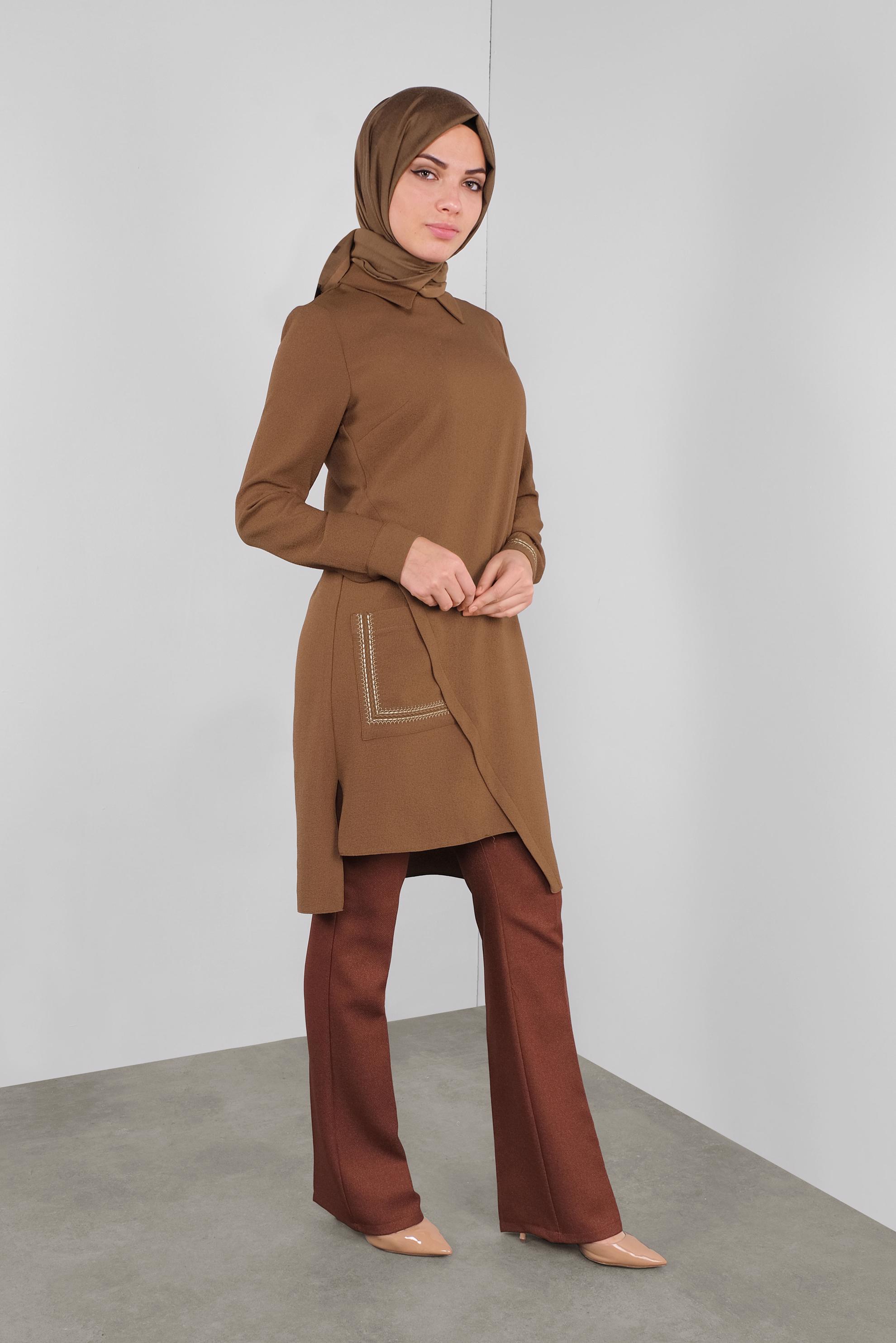 Hijab clothing BROWN WIDE-LEG TROUSERS 70125 