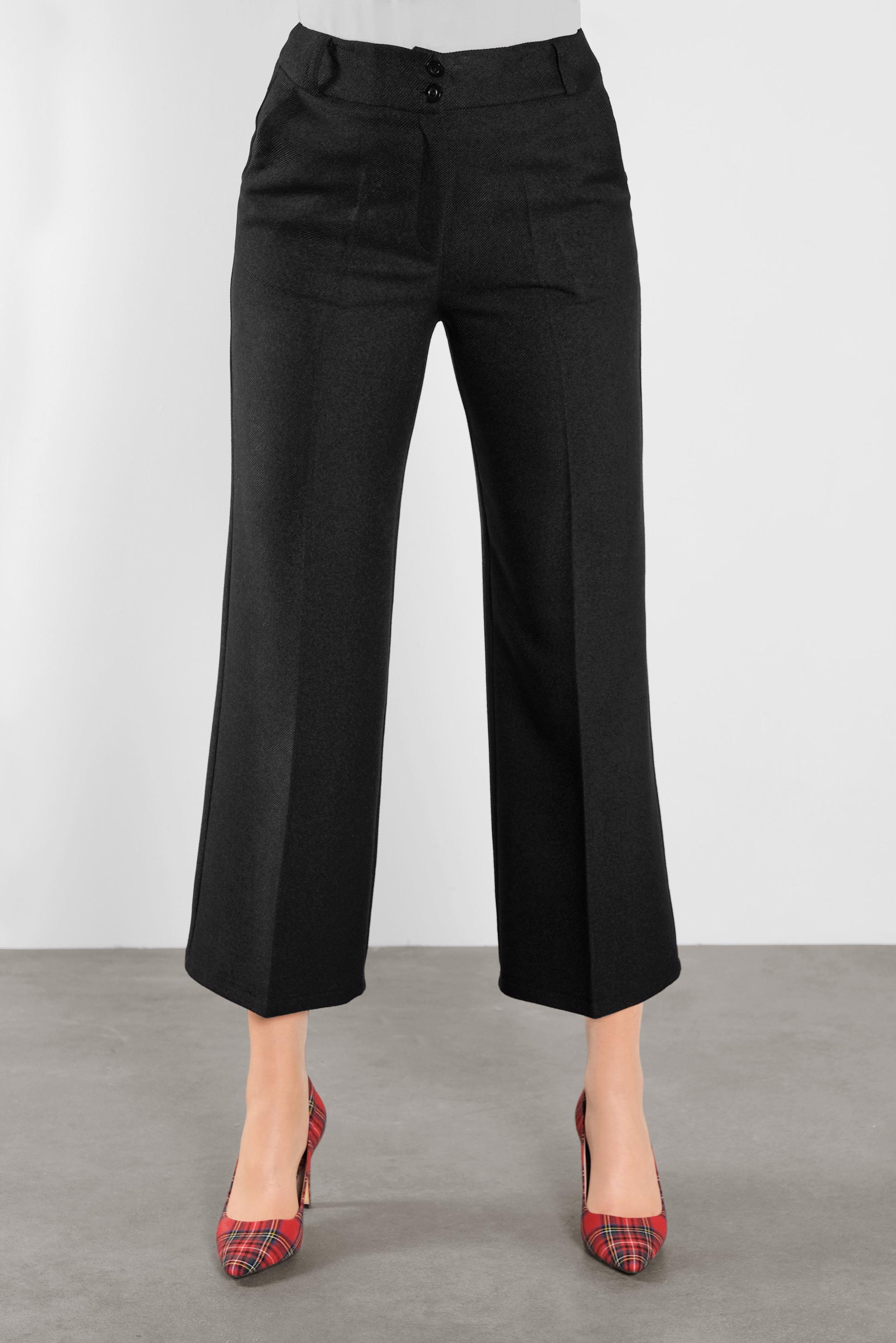 Tesettür giyim SİYAH GENİŞ PAÇA PANTOLON 70126