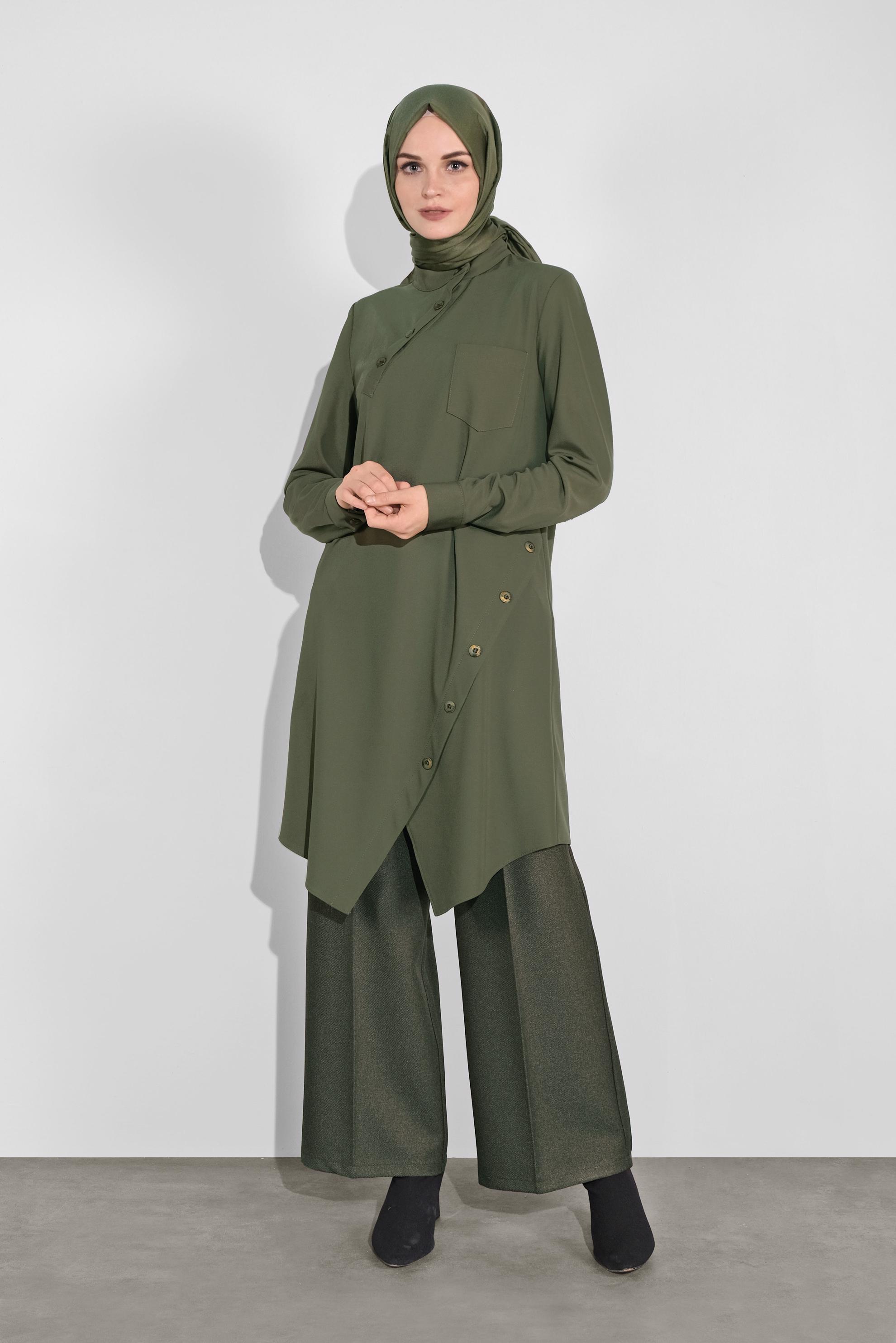 Tesettür giyim HAKİ GENİŞ PAÇA PANTOLON 70126