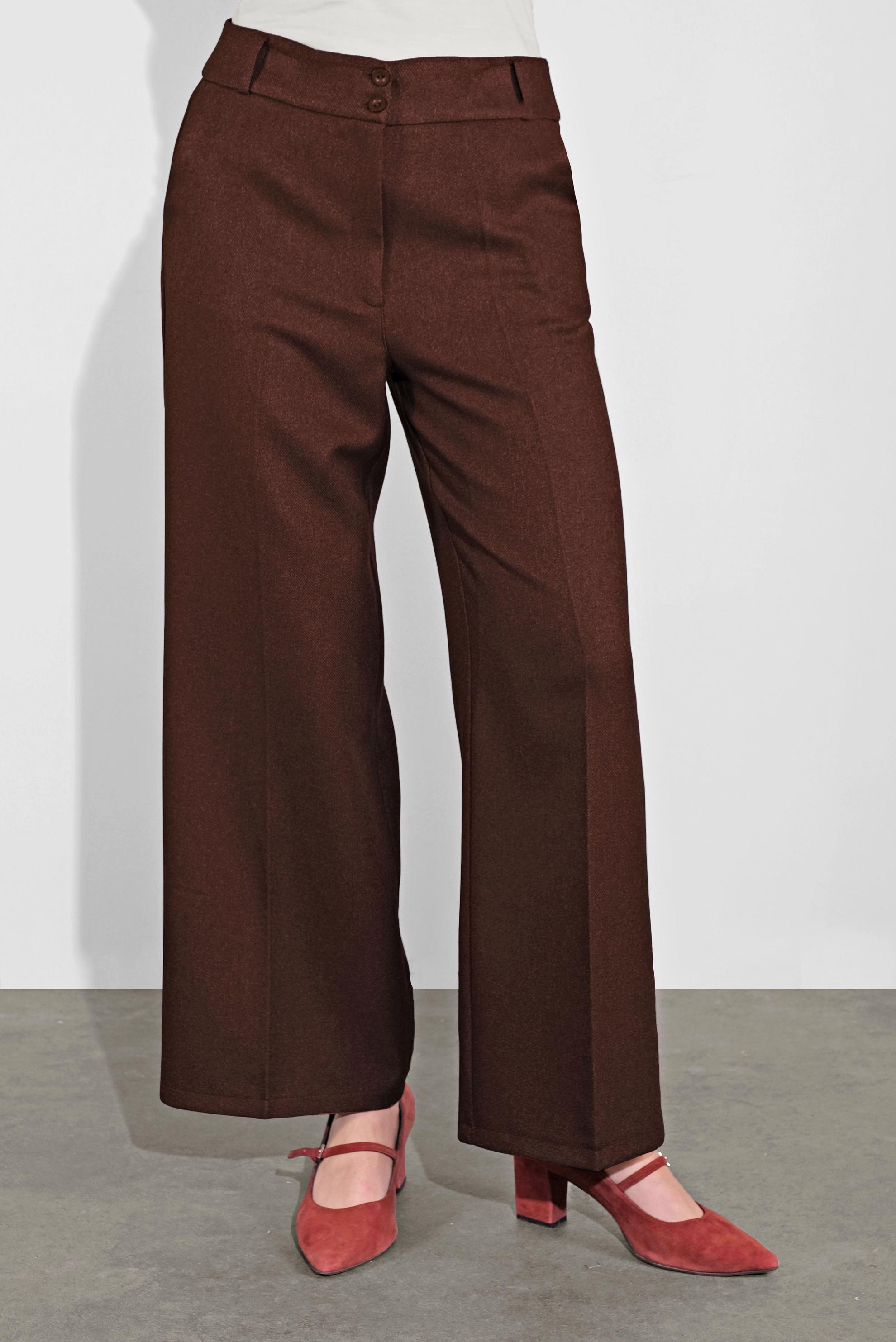 Tesettür giyim KAHVE GENİŞ PAÇA PANTOLON 70126