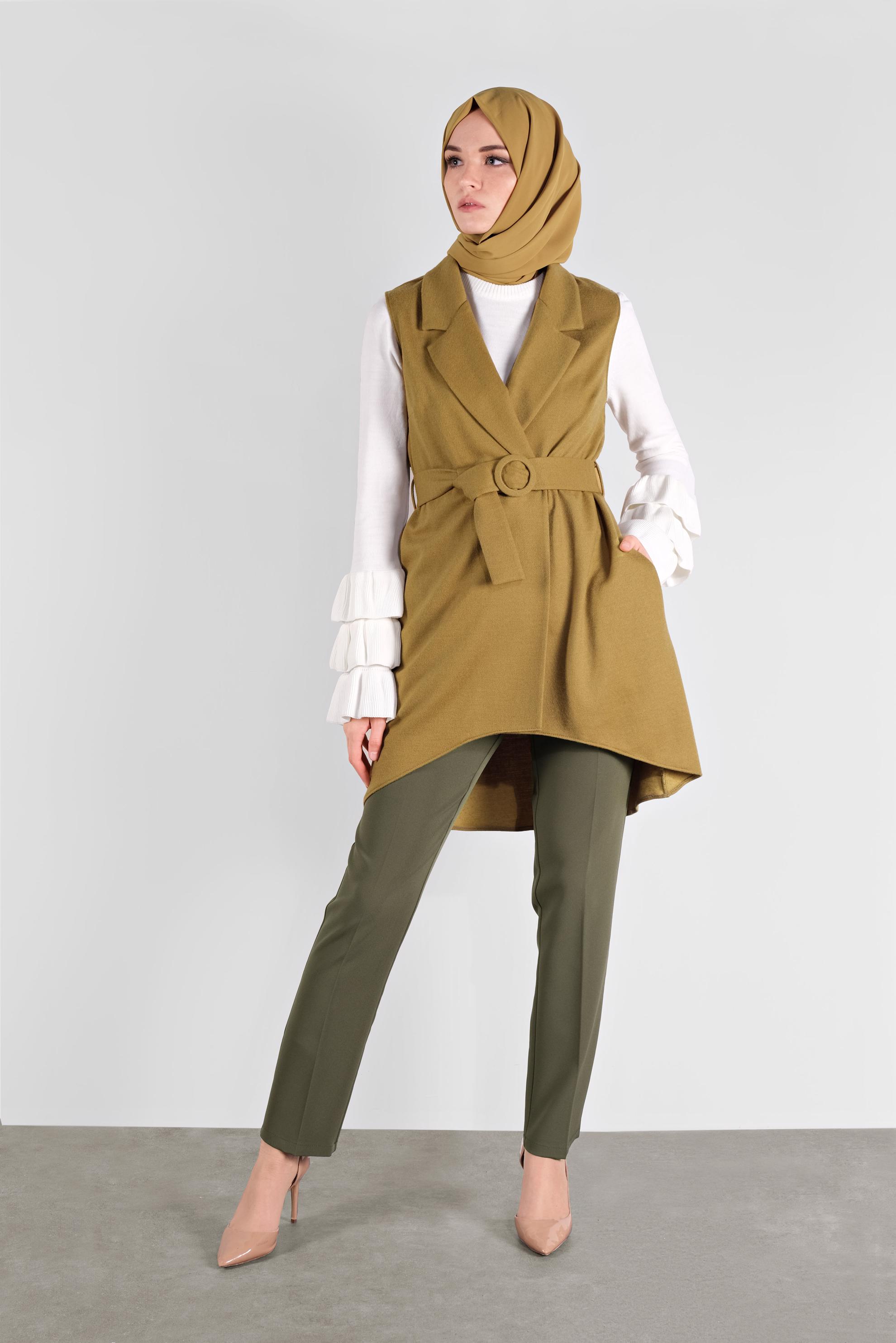 Tesettür giyim HAKİ KLASİK KESİM PANTOLON 70127 