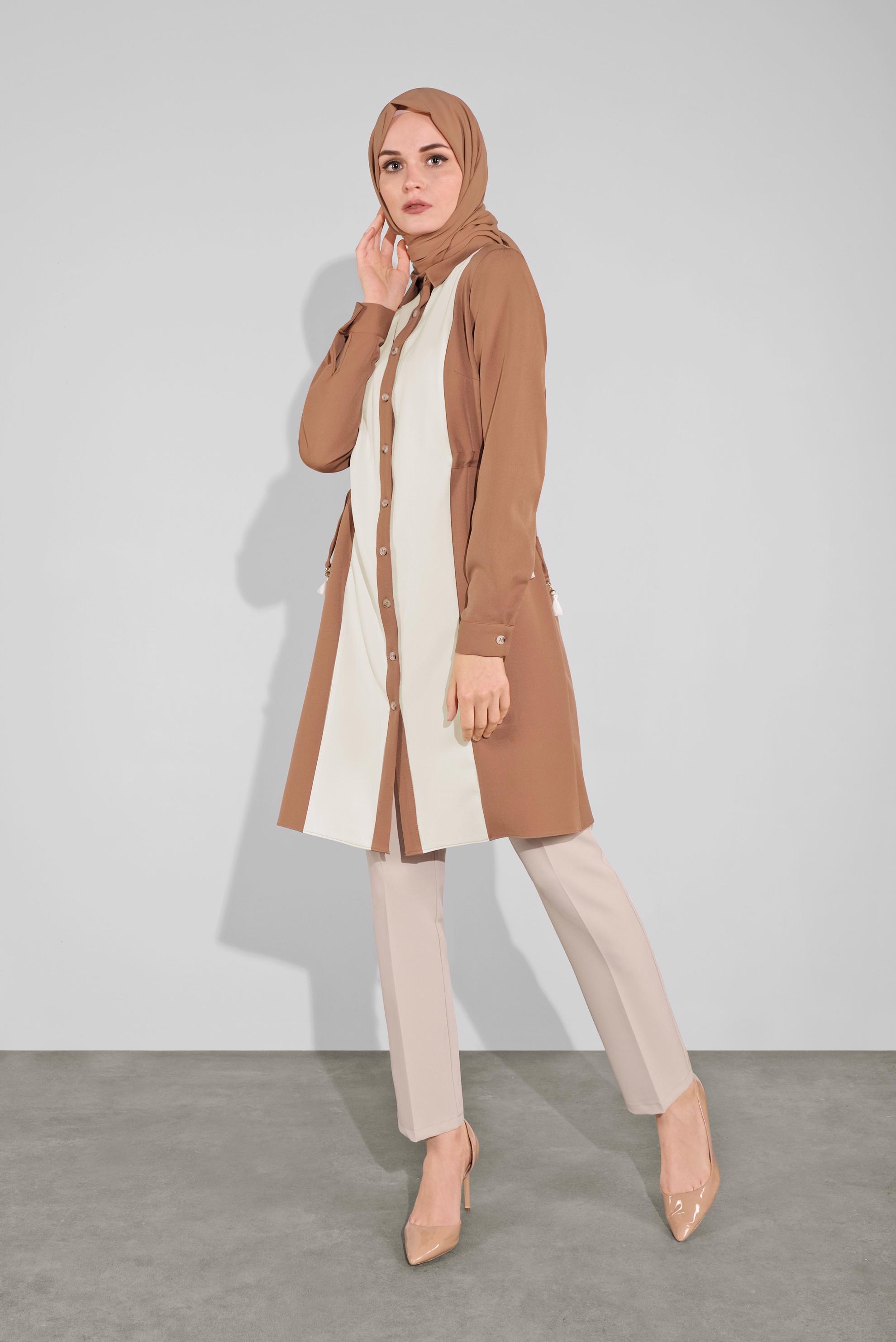 Tesettür giyim BEJ KLASİK KESİM PANTOLON 70127 