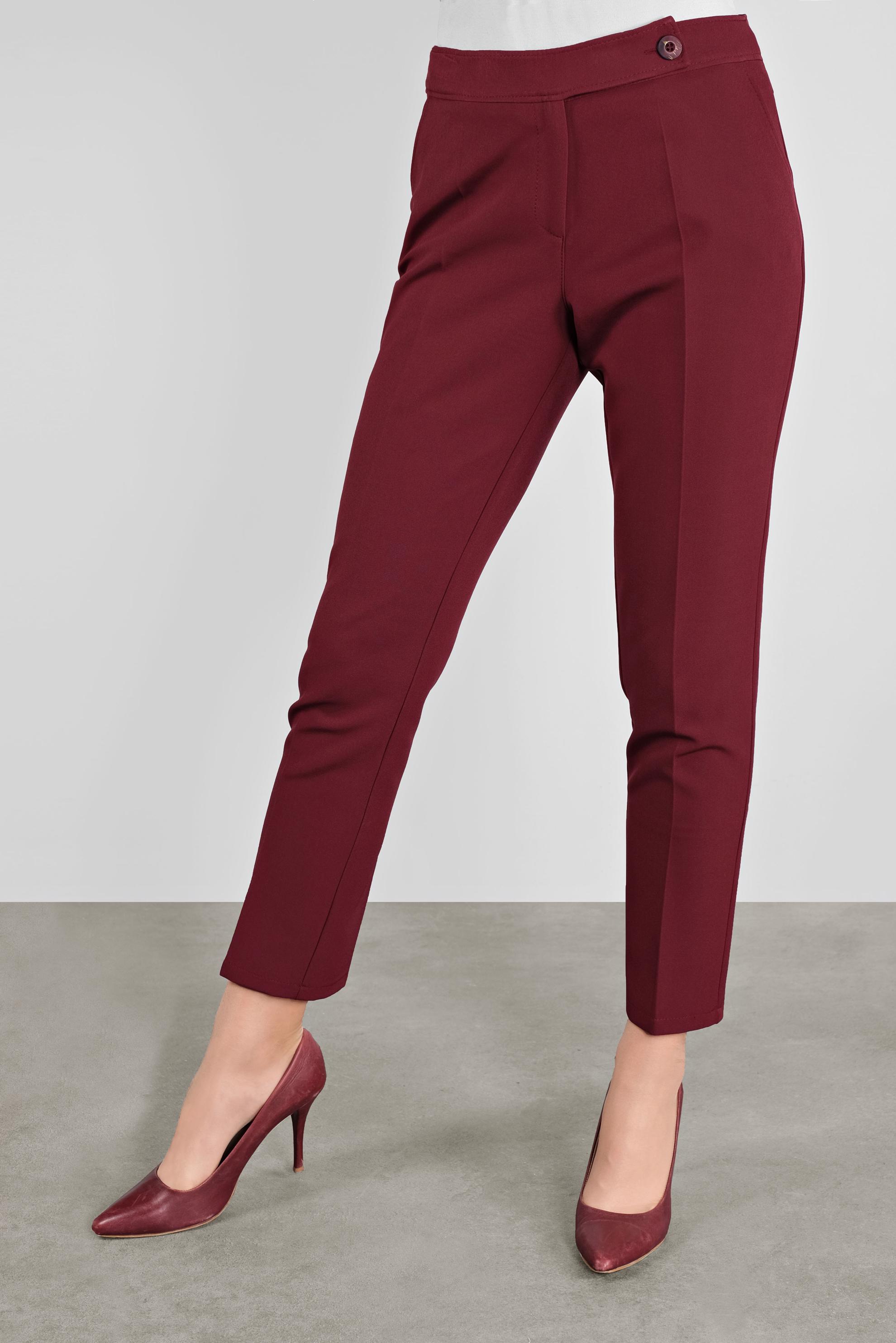 Tesettür giyim BORDO YANDAN DÜĞMELİ KLASİK KESİM PANTOLON  70132 