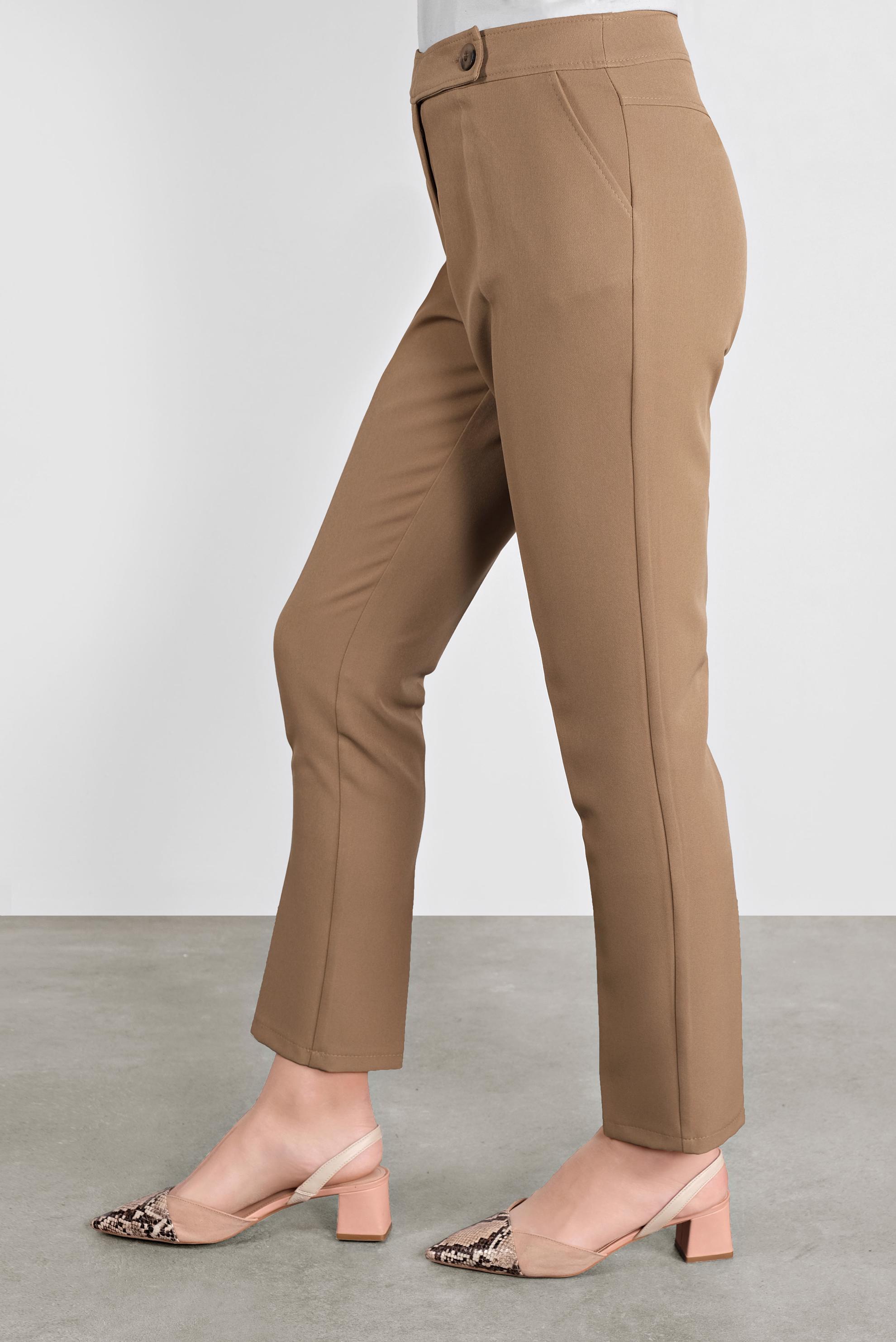 Tesettür giyim BEJ YANDAN DÜĞMELİ KLASİK KESİM PANTOLON  70132 