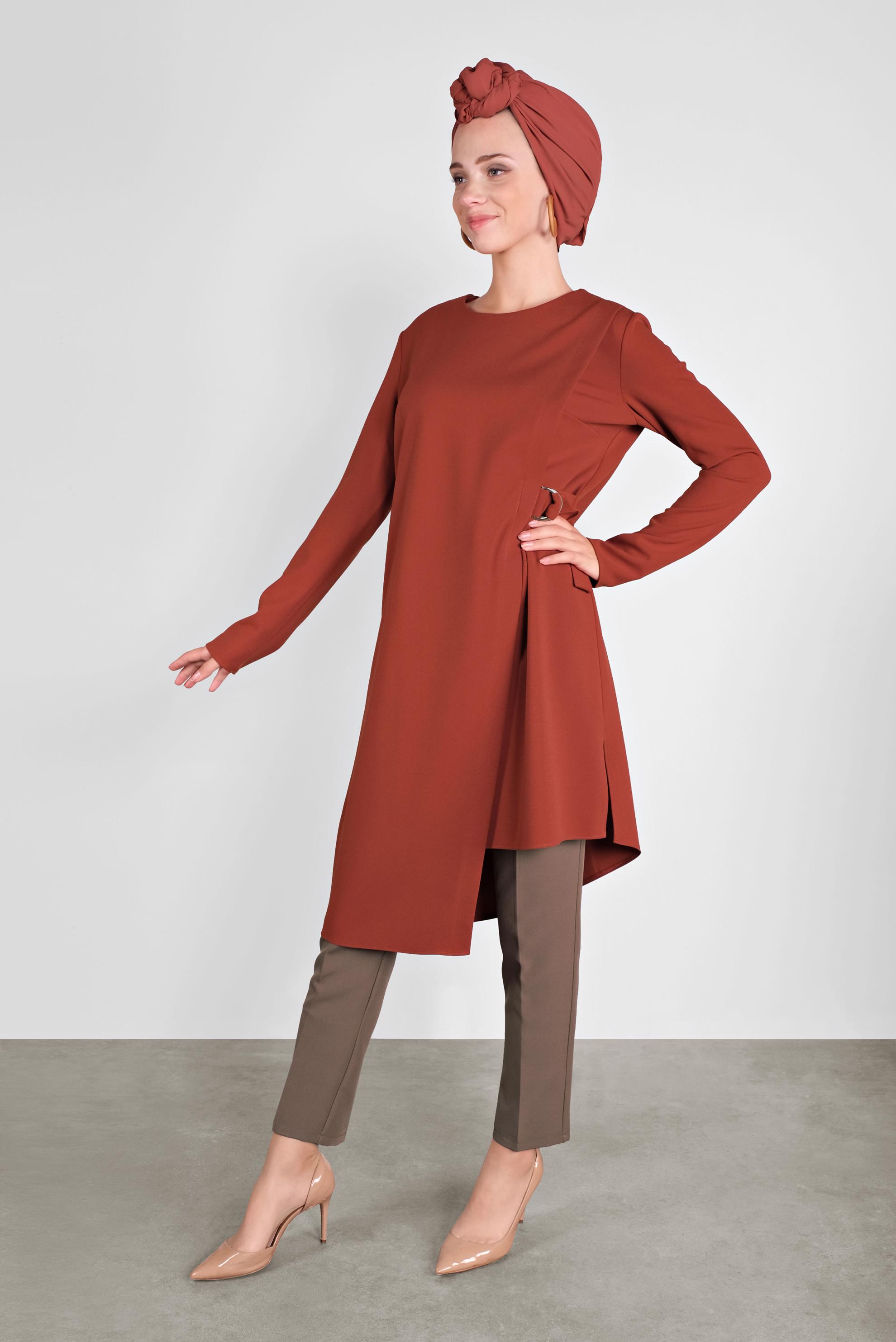 Tesettür giyim VİZON YANDAN DÜĞMELİ KLASİK KESİM PANTOLON  70132 