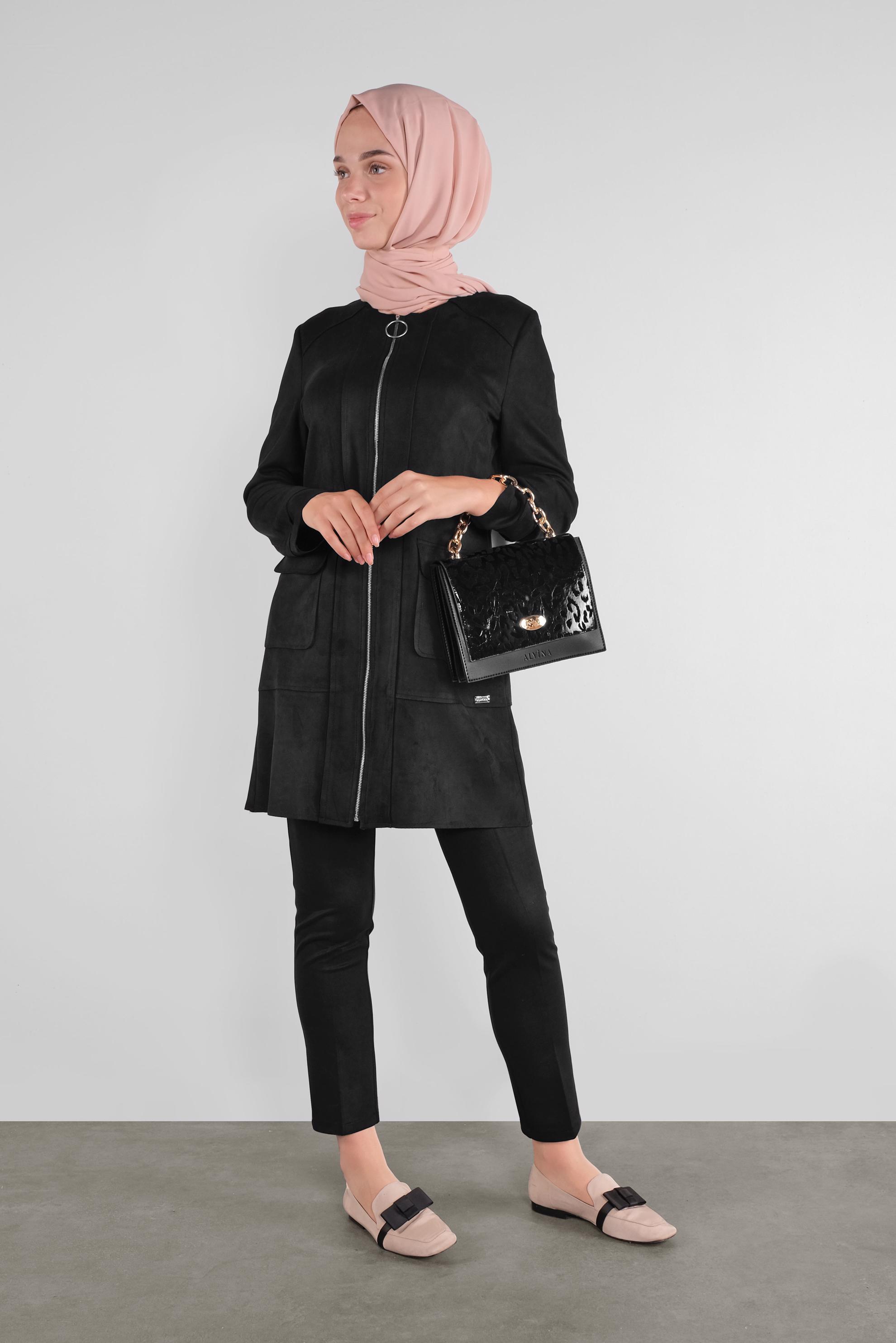 Tesettür giyim SİYAH SÜET PANTOLON 70133 