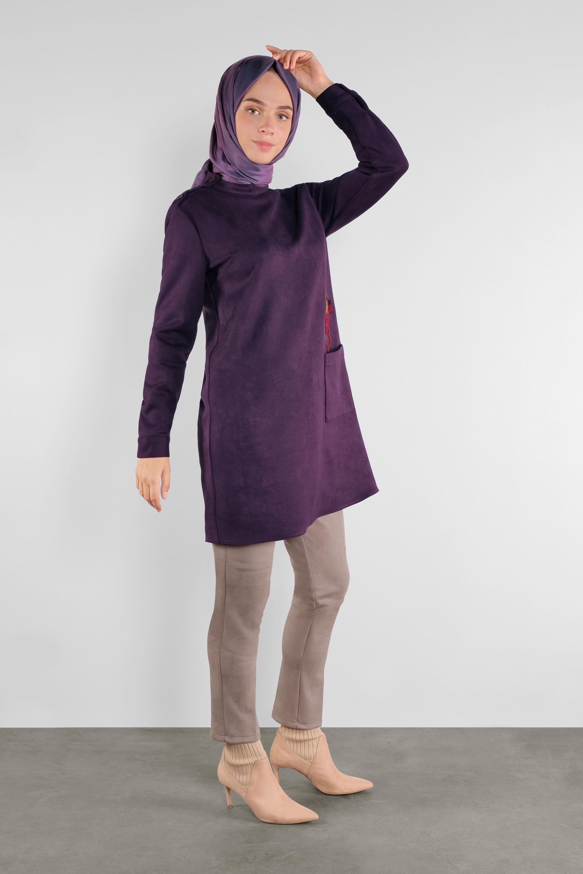 Tesettür giyim VİZON SÜET PANTOLON 70133 