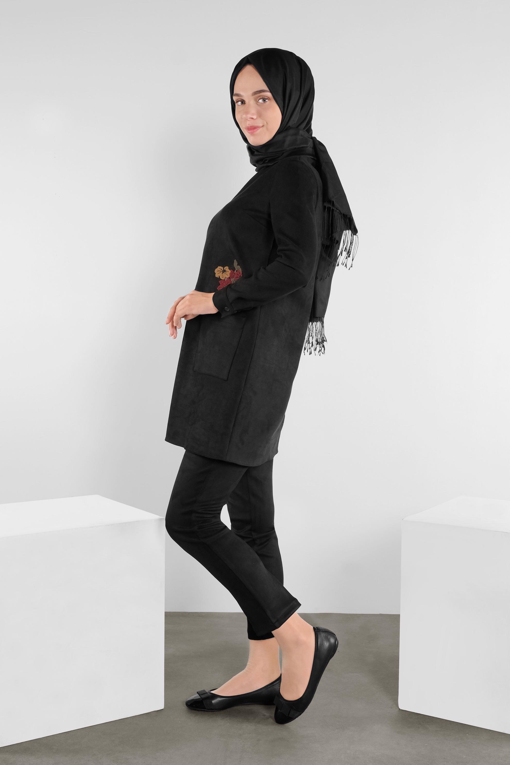 Tesettür giyim SİYAH SÜET PANTOLON 70134 