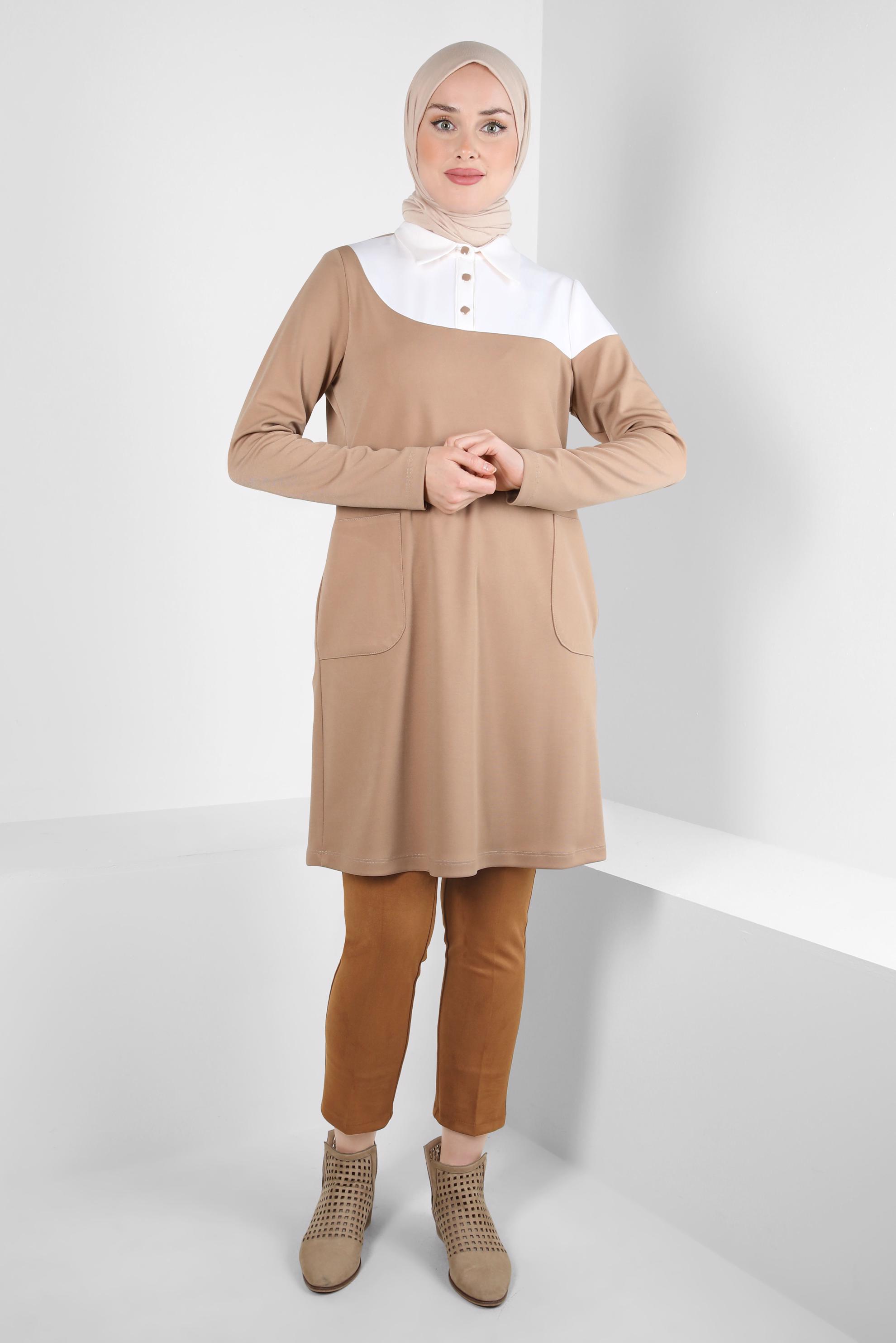 Tesettür giyim KAHVE SÜET PANTOLON 70134 