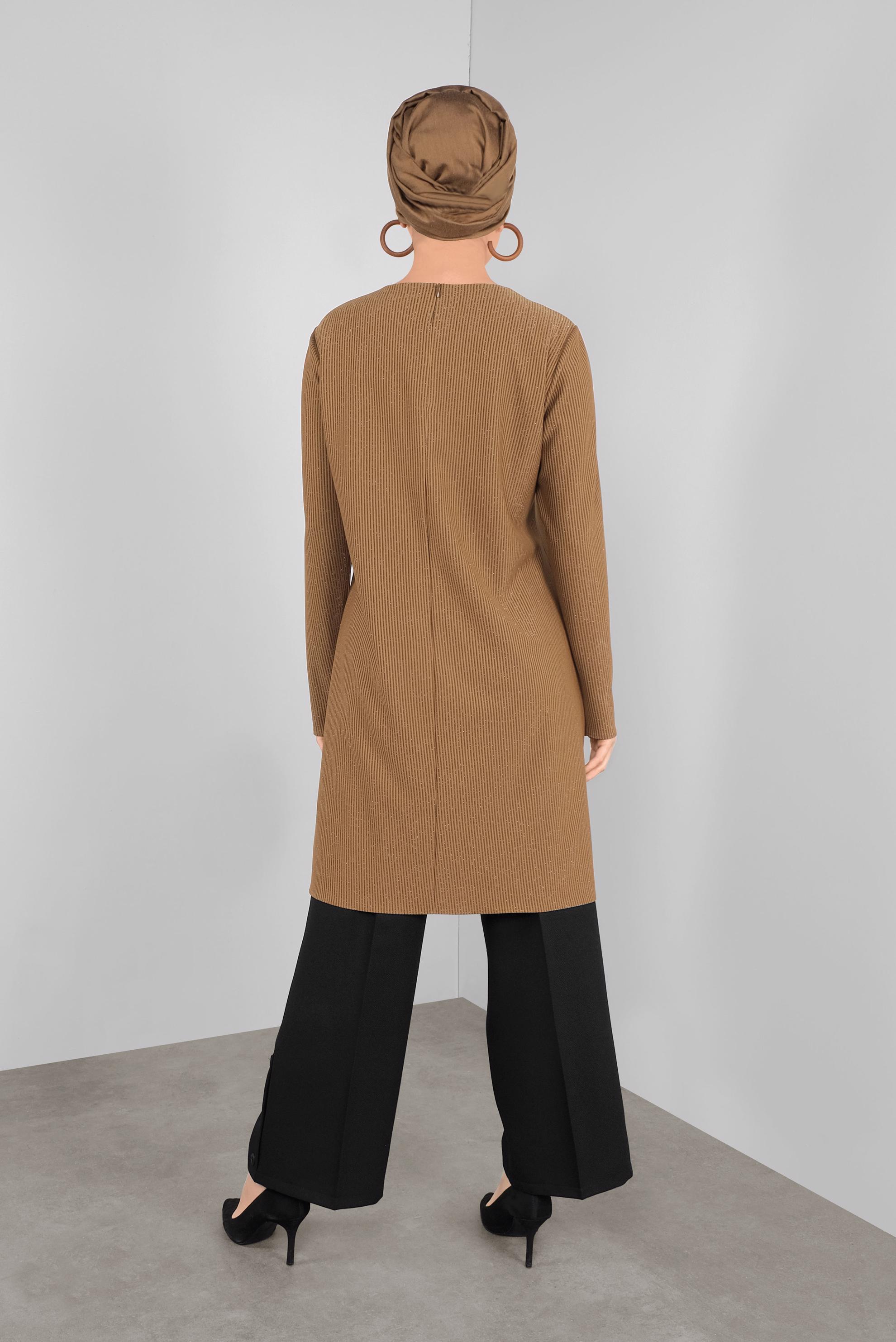 Tesettür giyim SİYAH ARA BEL GENİŞ PAÇA PANTOLON 70137 