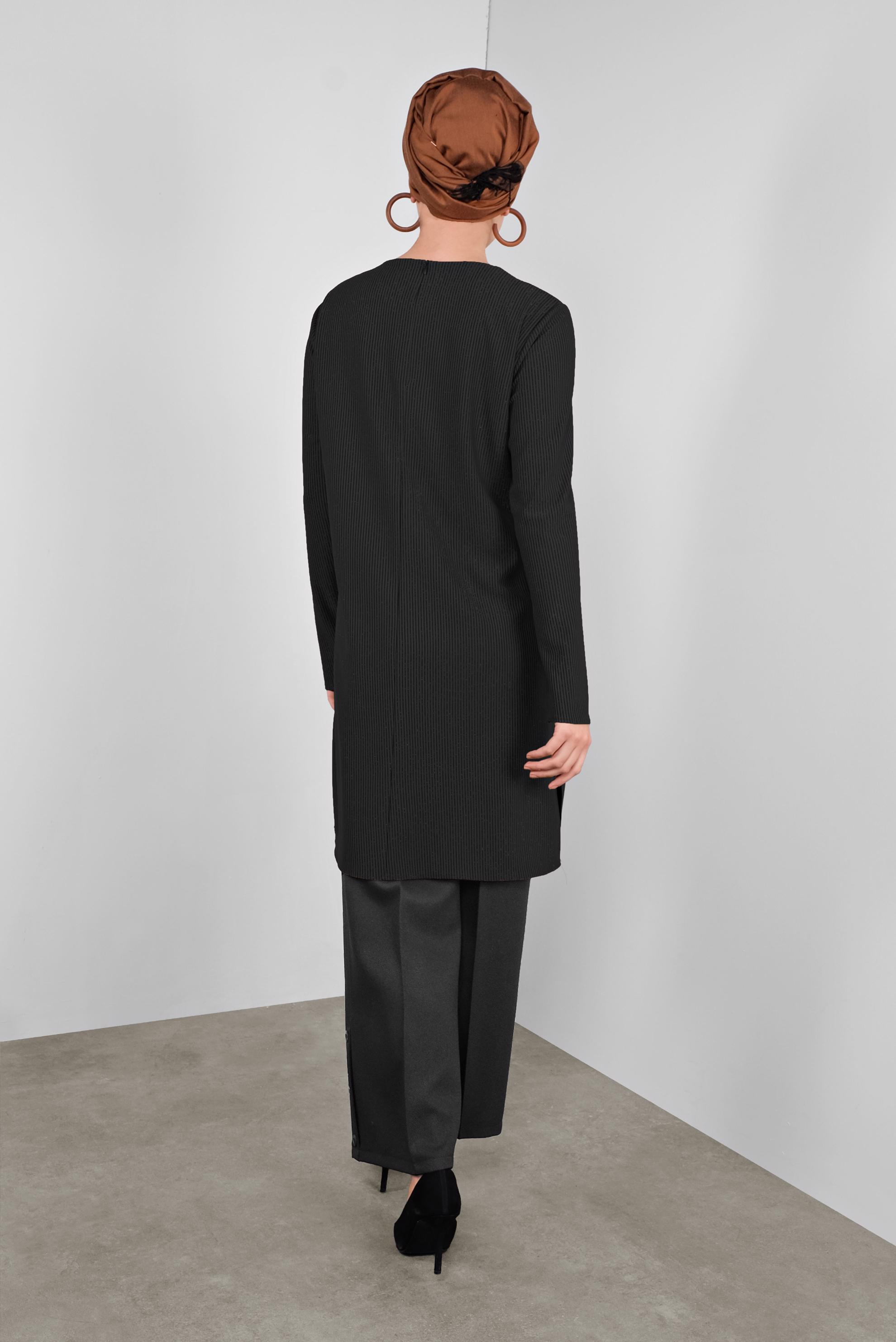 Tesettür giyim GRİ ARA BEL GENİŞ PAÇA PANTOLON 70137 