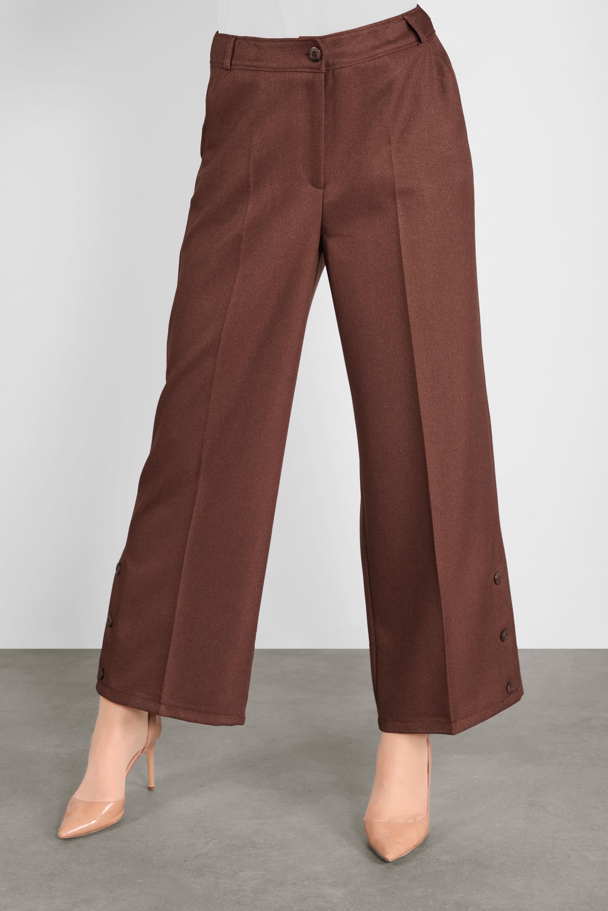 Tesettür giyim KAHVE ARA BEL GENİŞ PAÇA PANTOLON 70137 