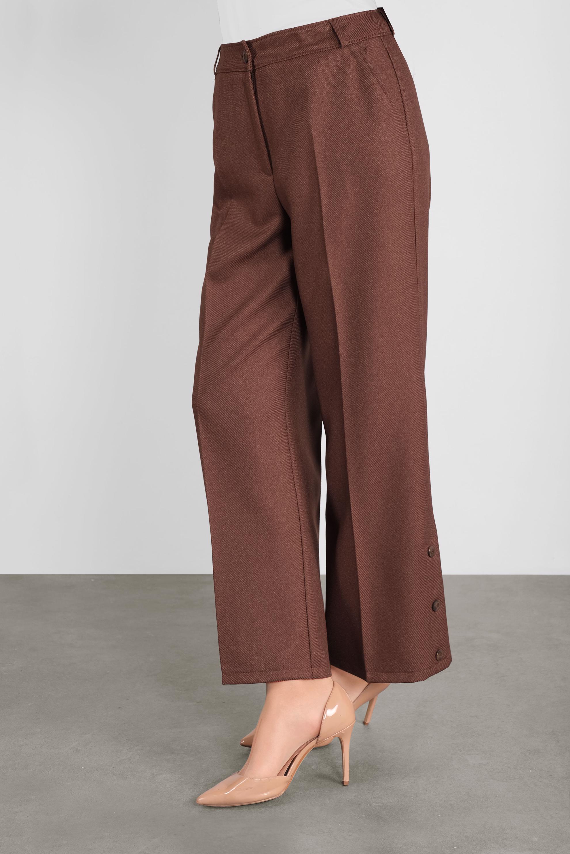 Tesettür giyim KAHVE ARA BEL GENİŞ PAÇA PANTOLON 70137 