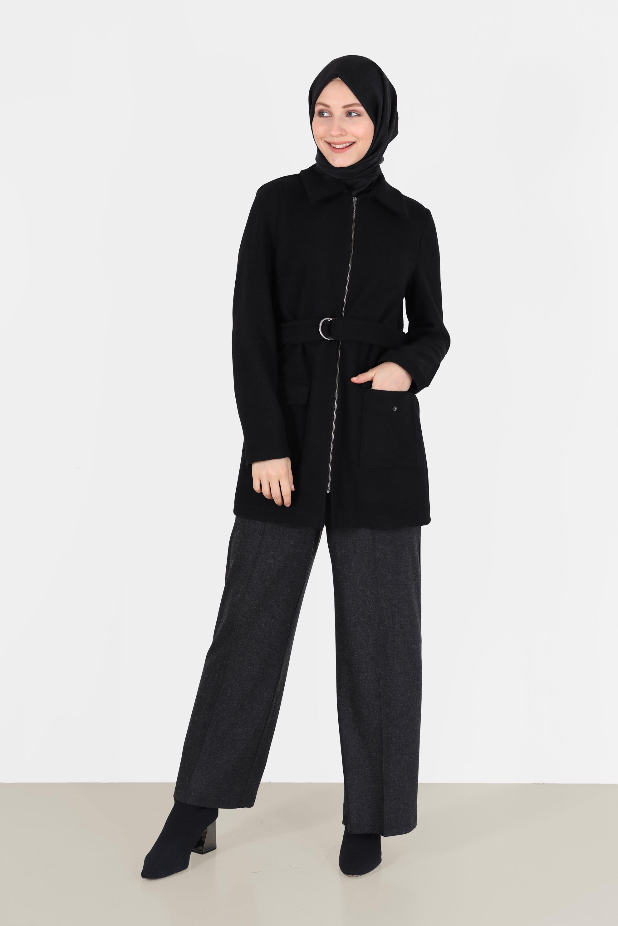 Tesettür giyim SİYAH BOL KESİM KLASİK PANTOLON 70139