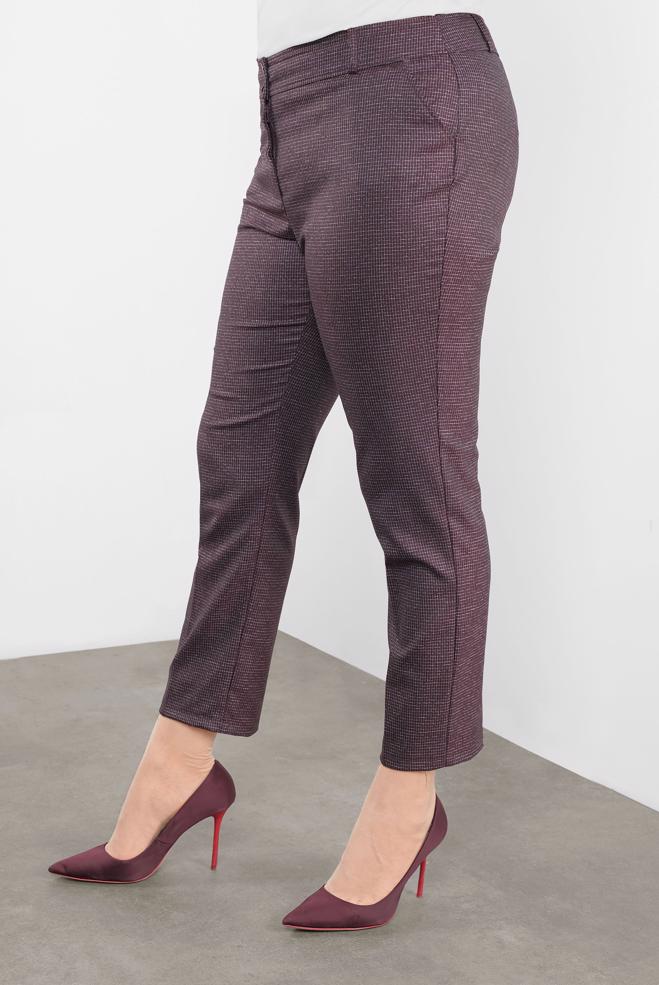 Vêtements hijab PRUNE PANTALON À CARREAUX TAILLE À MI-HAUTE 70147  - ALVİNA