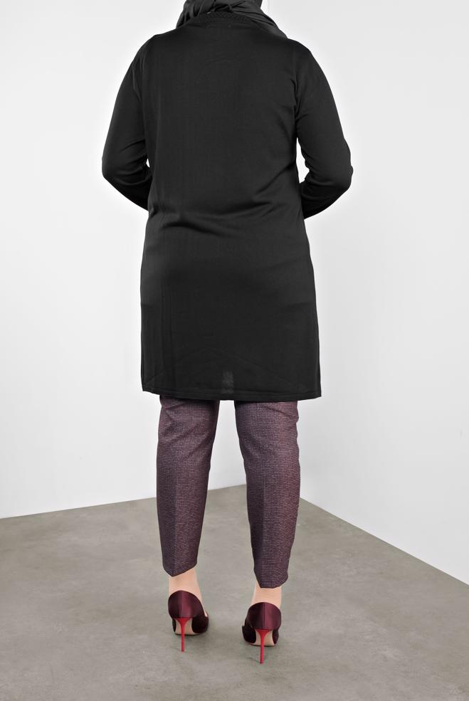 Vêtements hijab PRUNE PANTALON À CARREAUX TAILLE À MI-HAUTE 70147  - ALVİNA