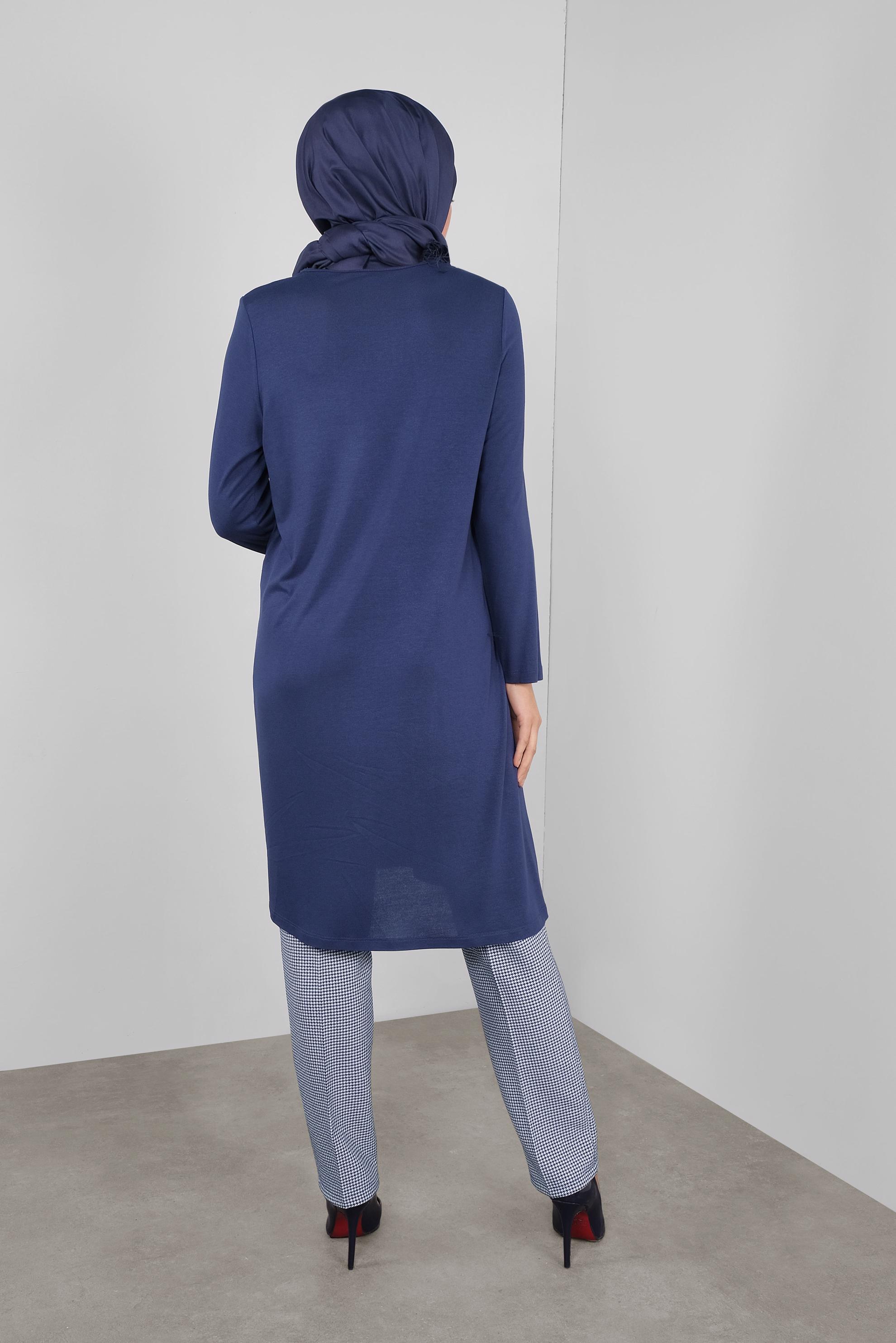 Tesettür giyim LACİVERT KAZAYAĞI DESENLİ PANTOLON 70148 