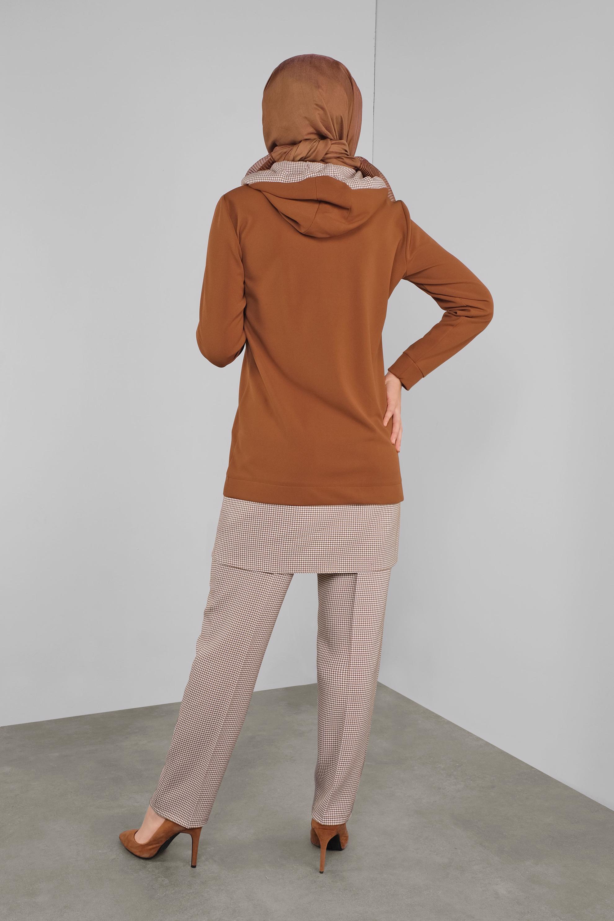 Tesettür giyim TABA KAZAYAĞI DESENLİ PANTOLON 70148 