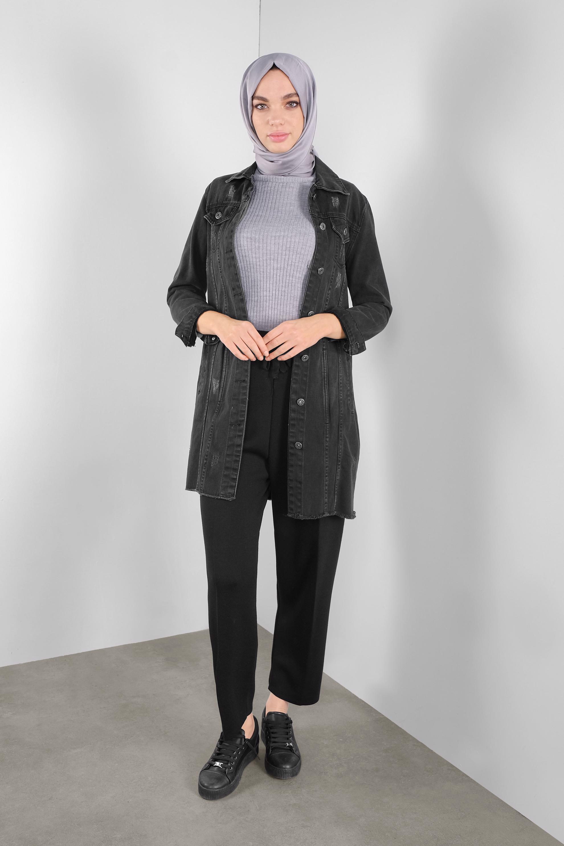 Tesettür giyim SİYAH TRİKO PANTOLON 70149  