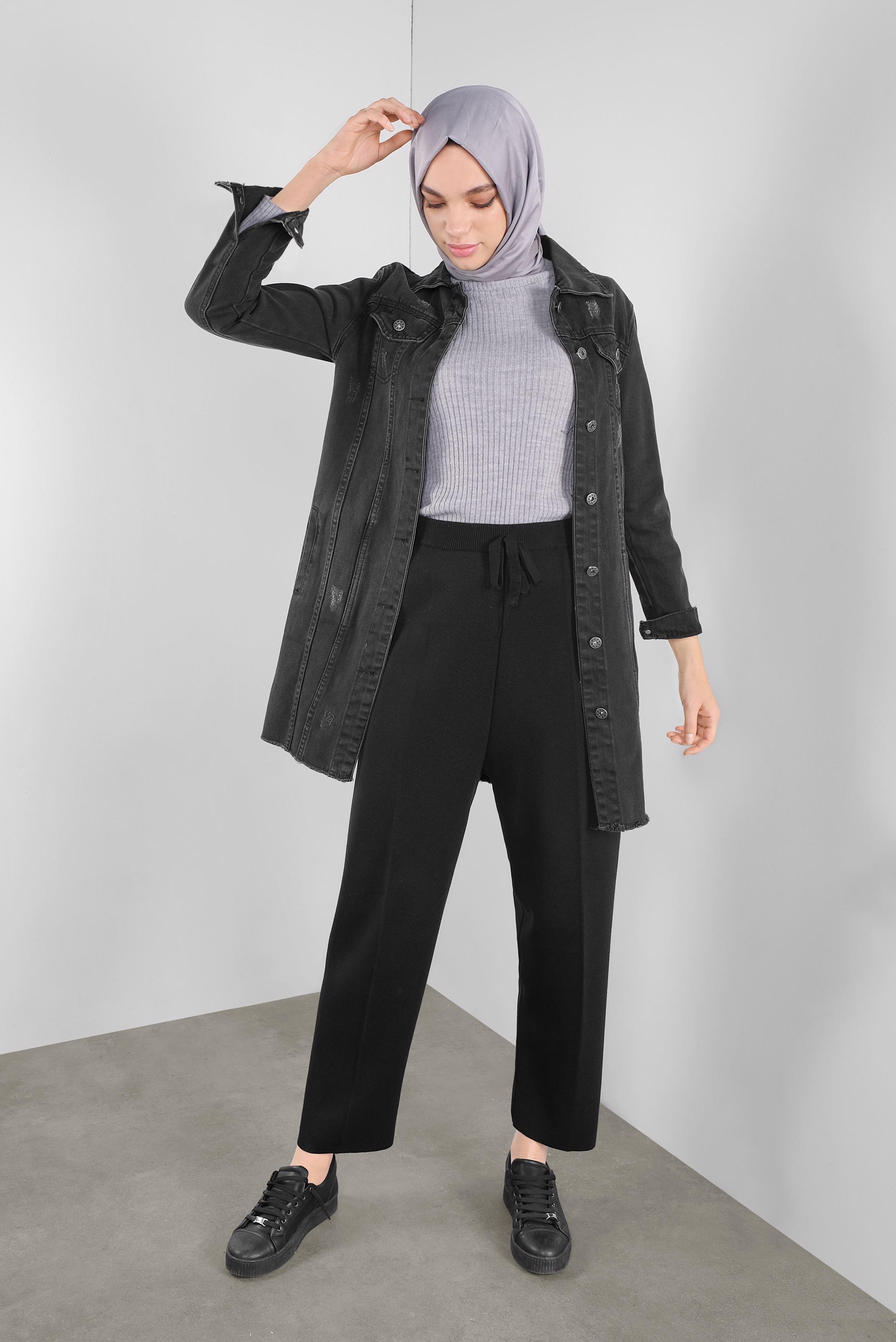 Tesettür giyim SİYAH TRİKO PANTOLON 70149  