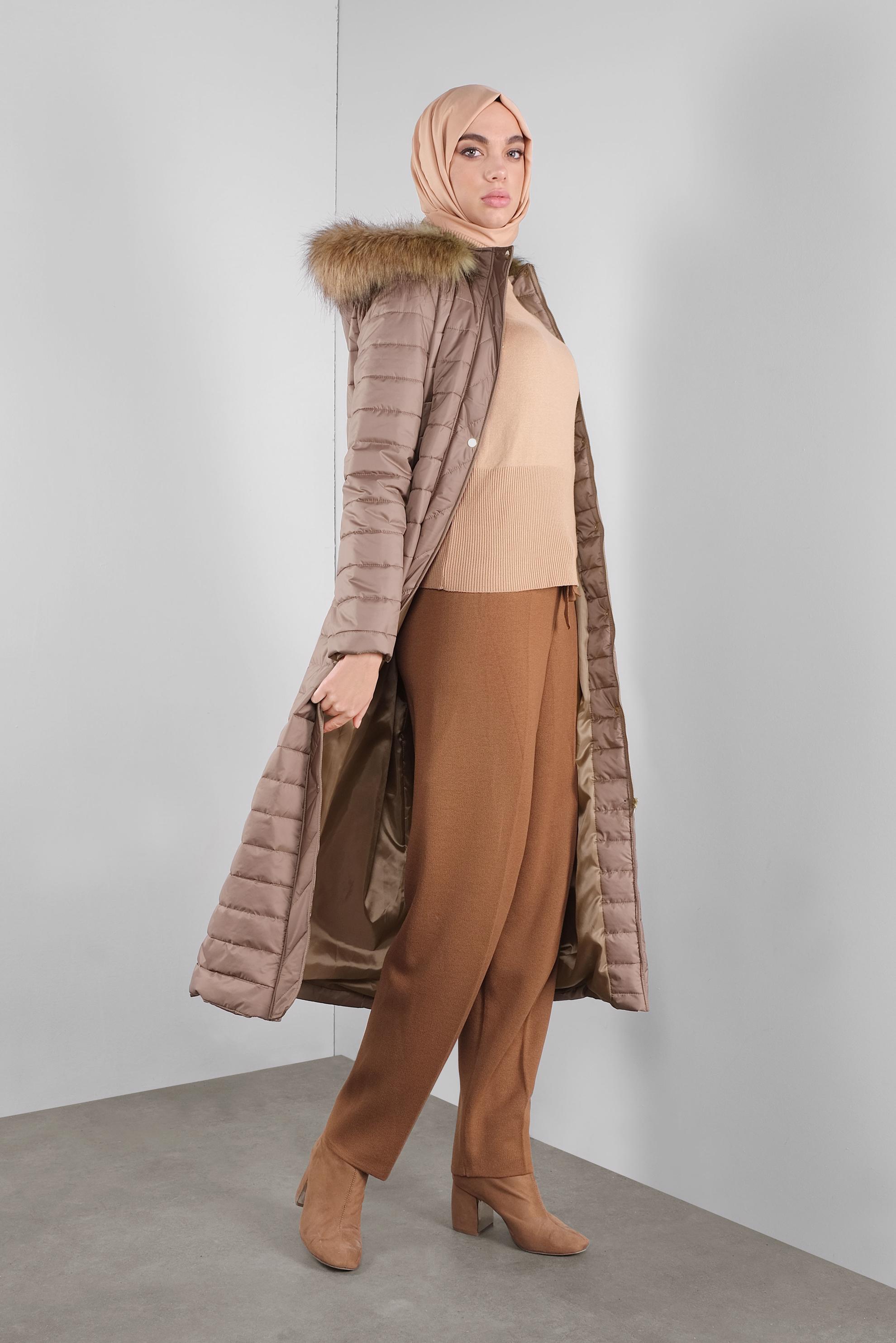 Tesettür giyim TABA TRİKO PANTOLON 70149  