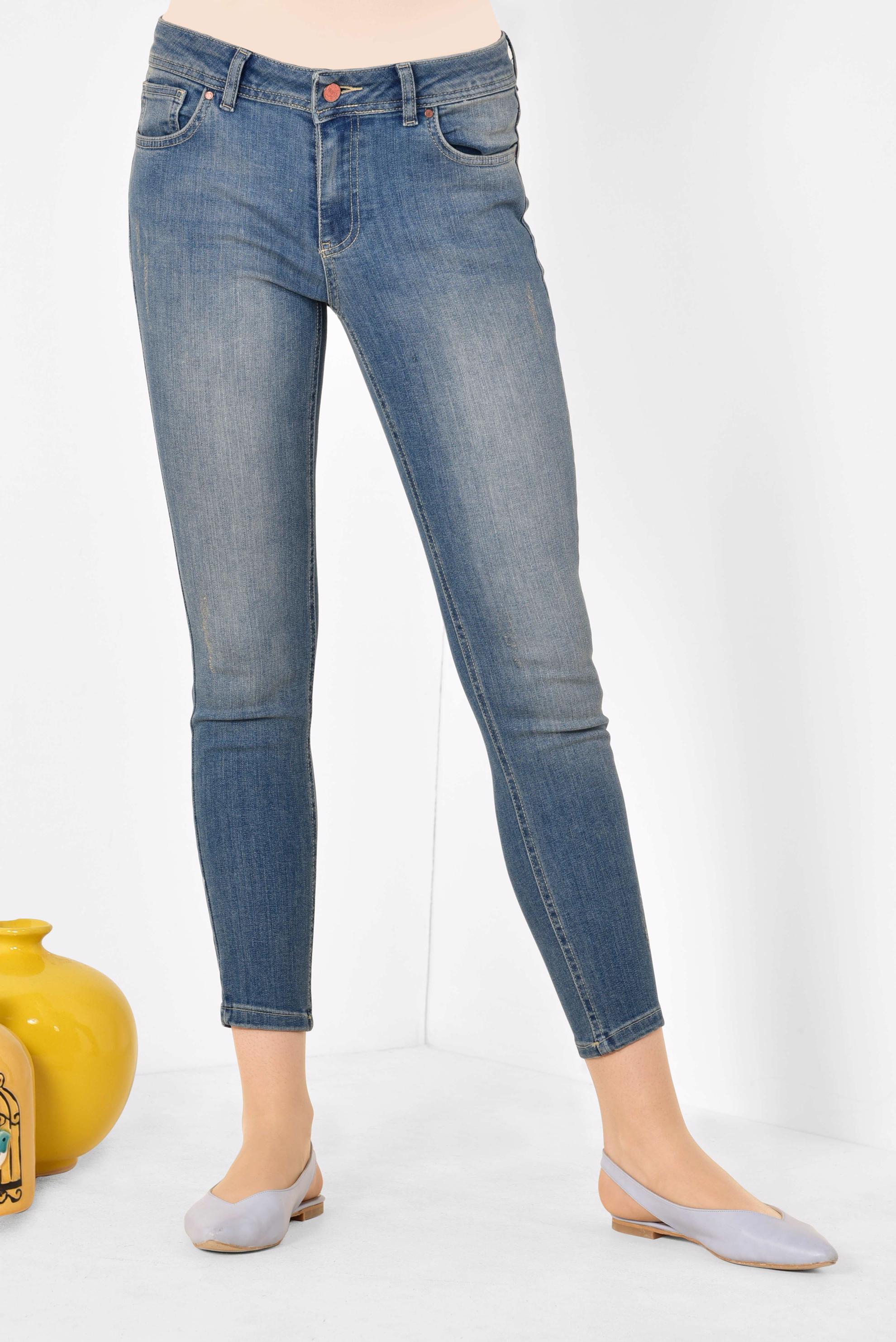 Tesettür giyim MAVİ TAŞLANMIŞ KOT PANTOLON 7510