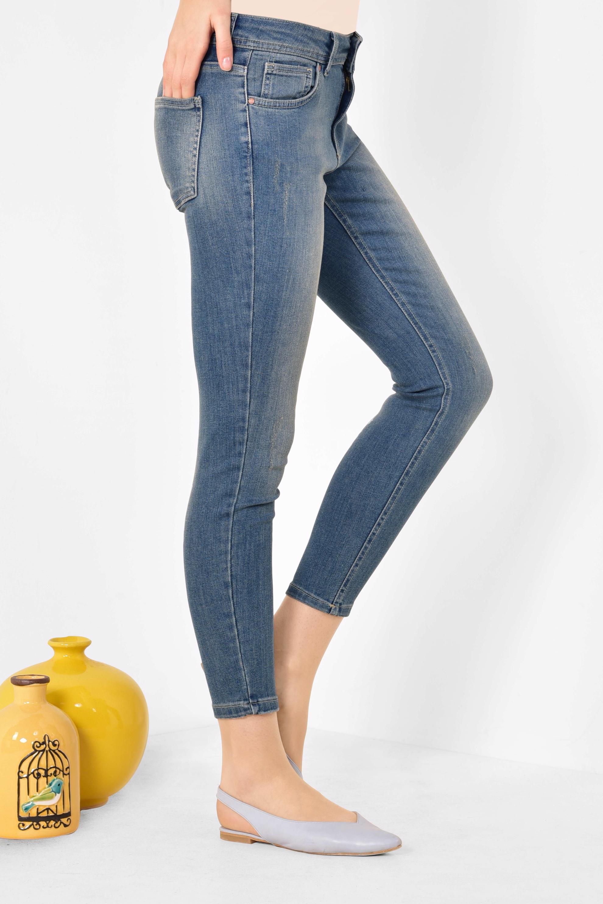 Tesettür giyim MAVİ TAŞLANMIŞ KOT PANTOLON 7510