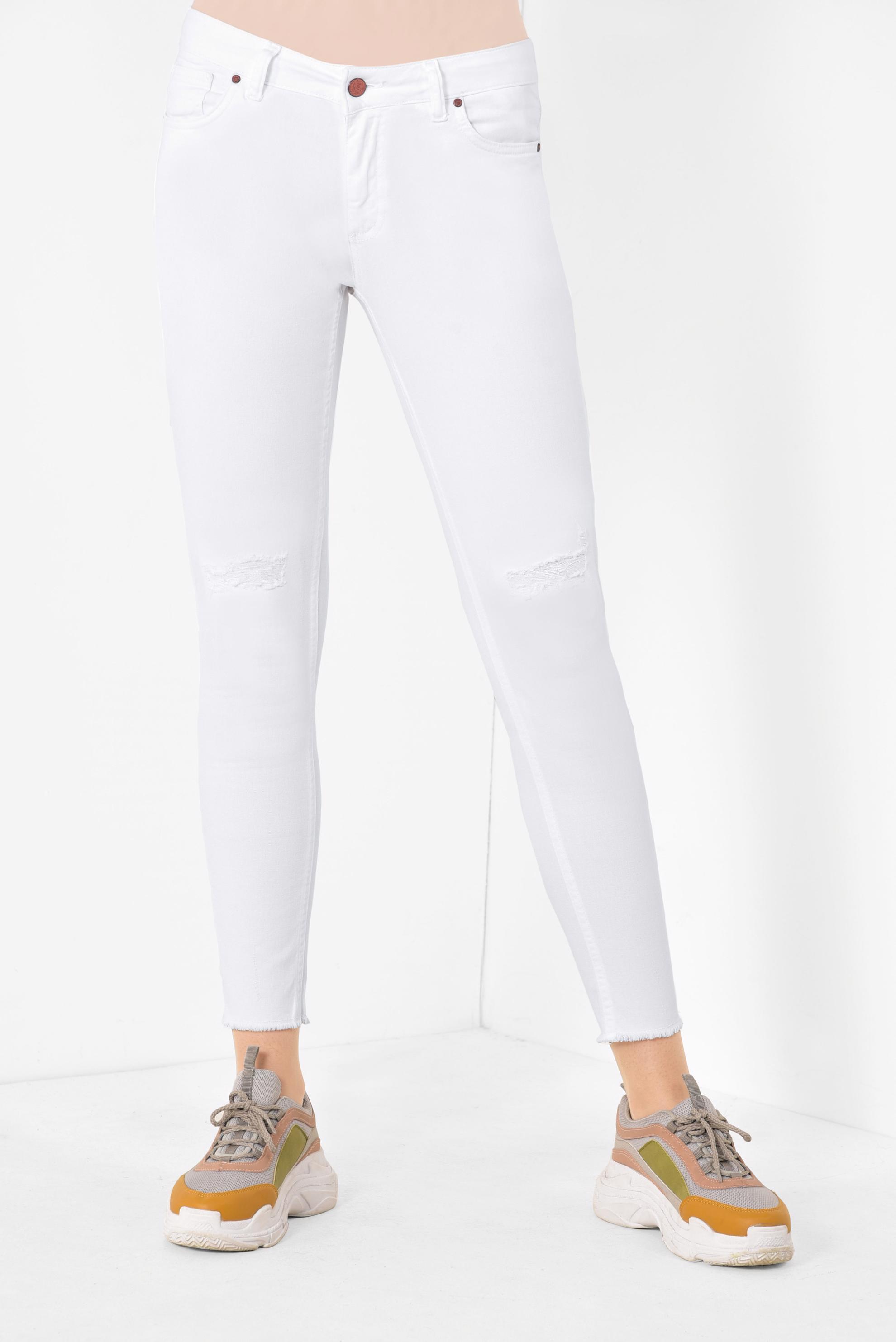 Tesettür giyim BEYAZ DÜŞÜK BEL DAR PANTOLON 7513