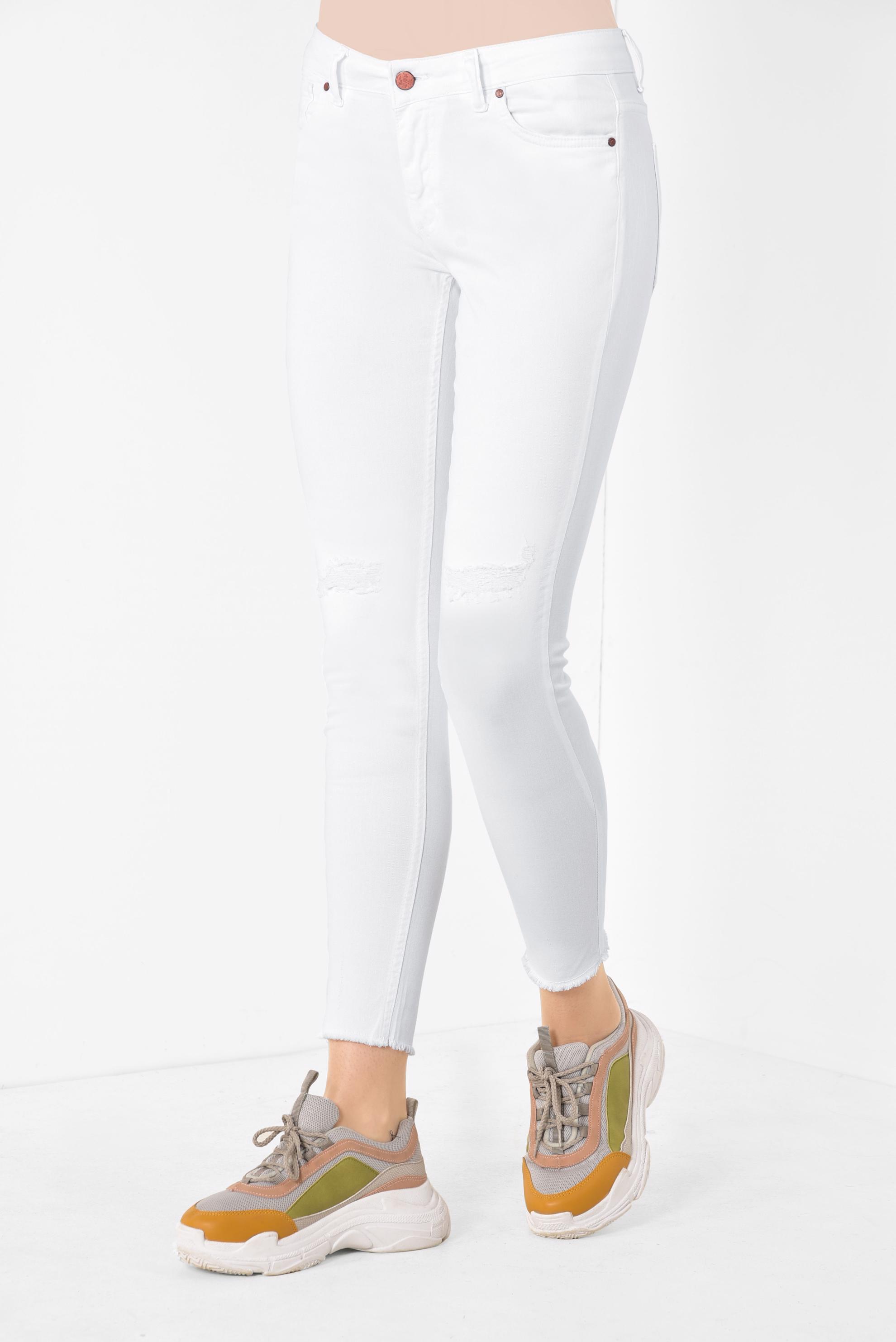 Tesettür giyim BEYAZ DÜŞÜK BEL DAR PANTOLON 7513