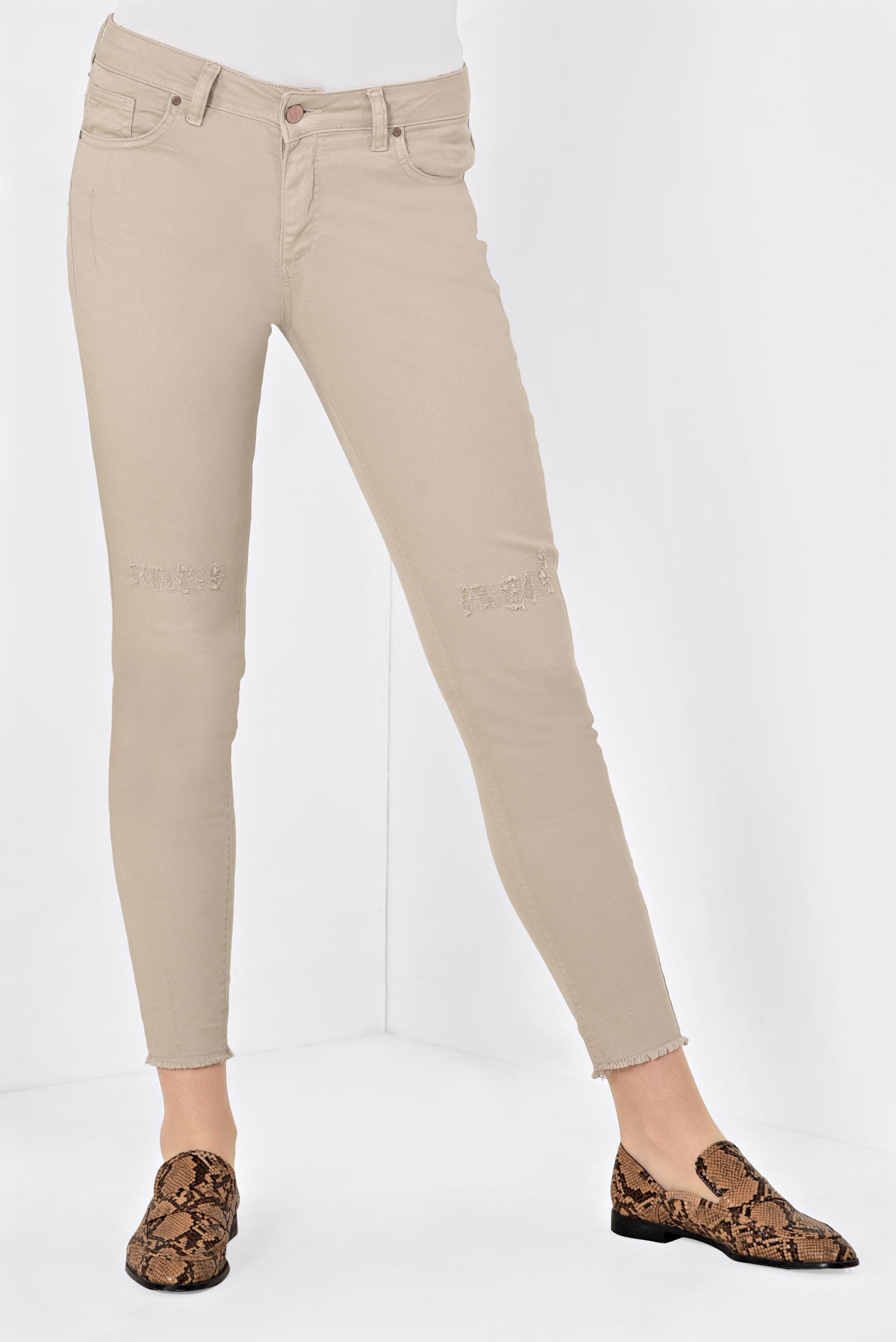 Tesettür giyim BEJ DÜŞÜK BEL DAR PANTOLON 7513