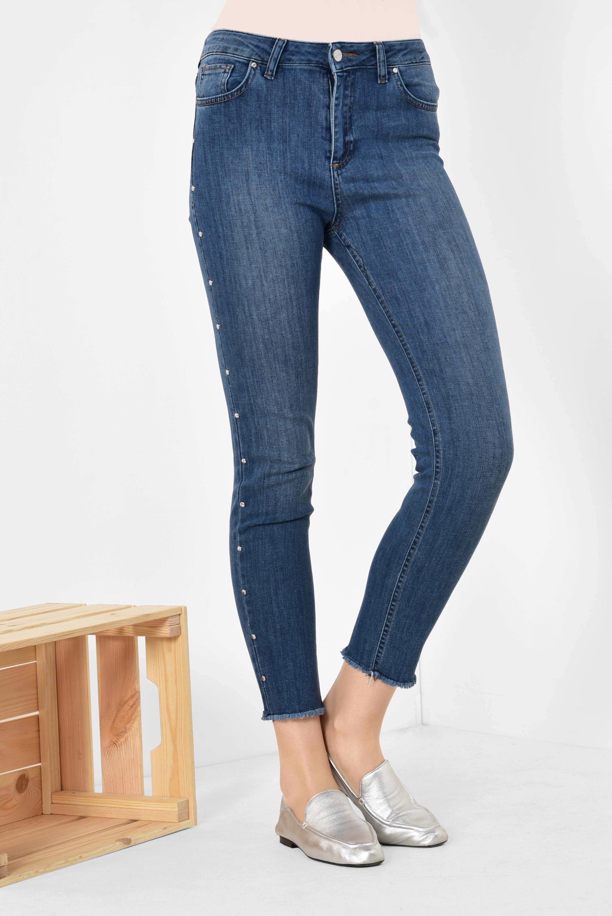 Tesettür giyim MAVİ ZIMBA DETAYLI DENİM PANTOLON 7514 