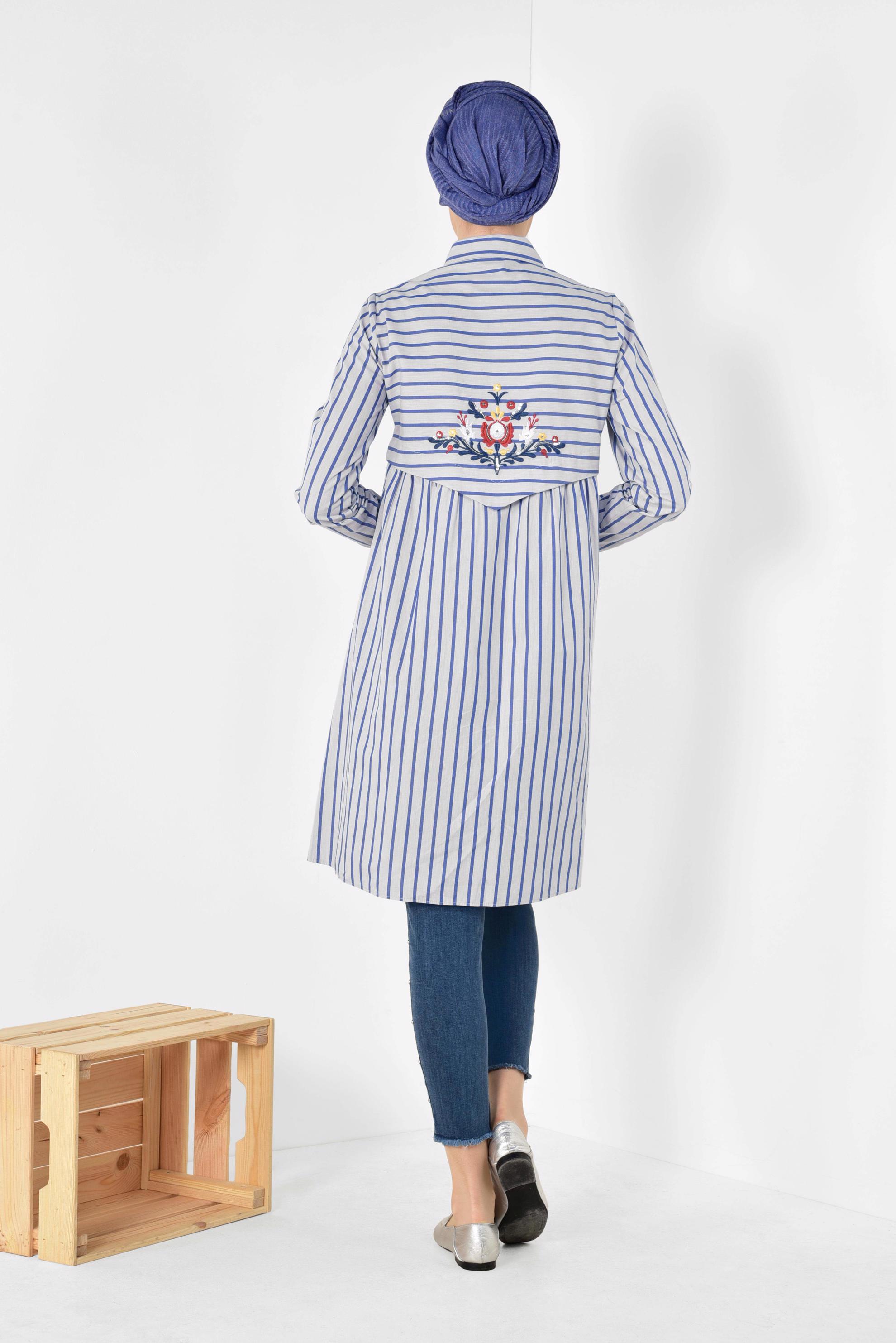 Tesettür giyim MAVİ ZIMBA DETAYLI DENİM PANTOLON 7514 